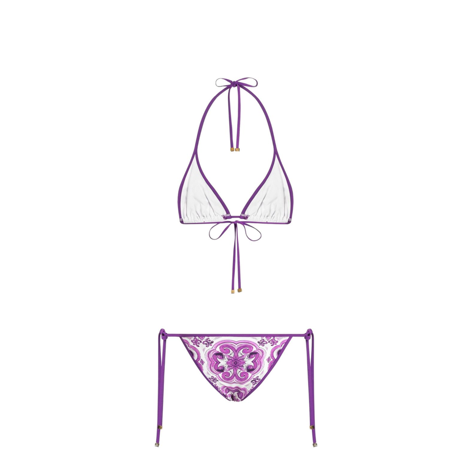 Majolica-print triangle bikini