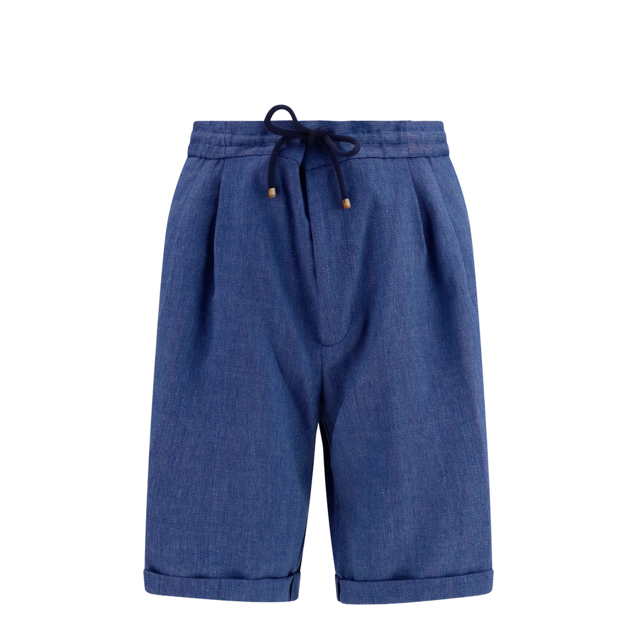 Linen and Virgin Wool Chevron Bermuda Shorts