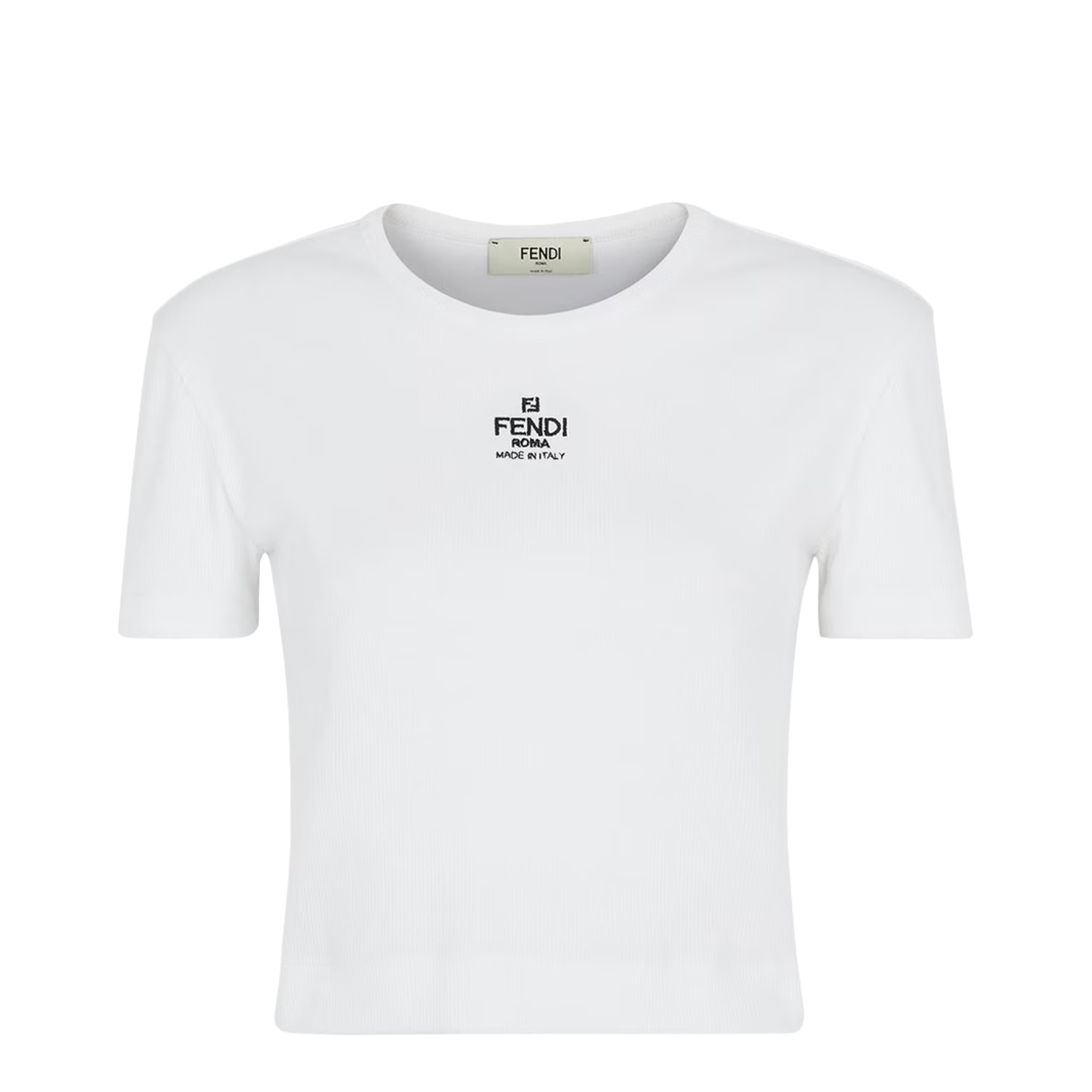 White Cropped T-Shirt with Logo