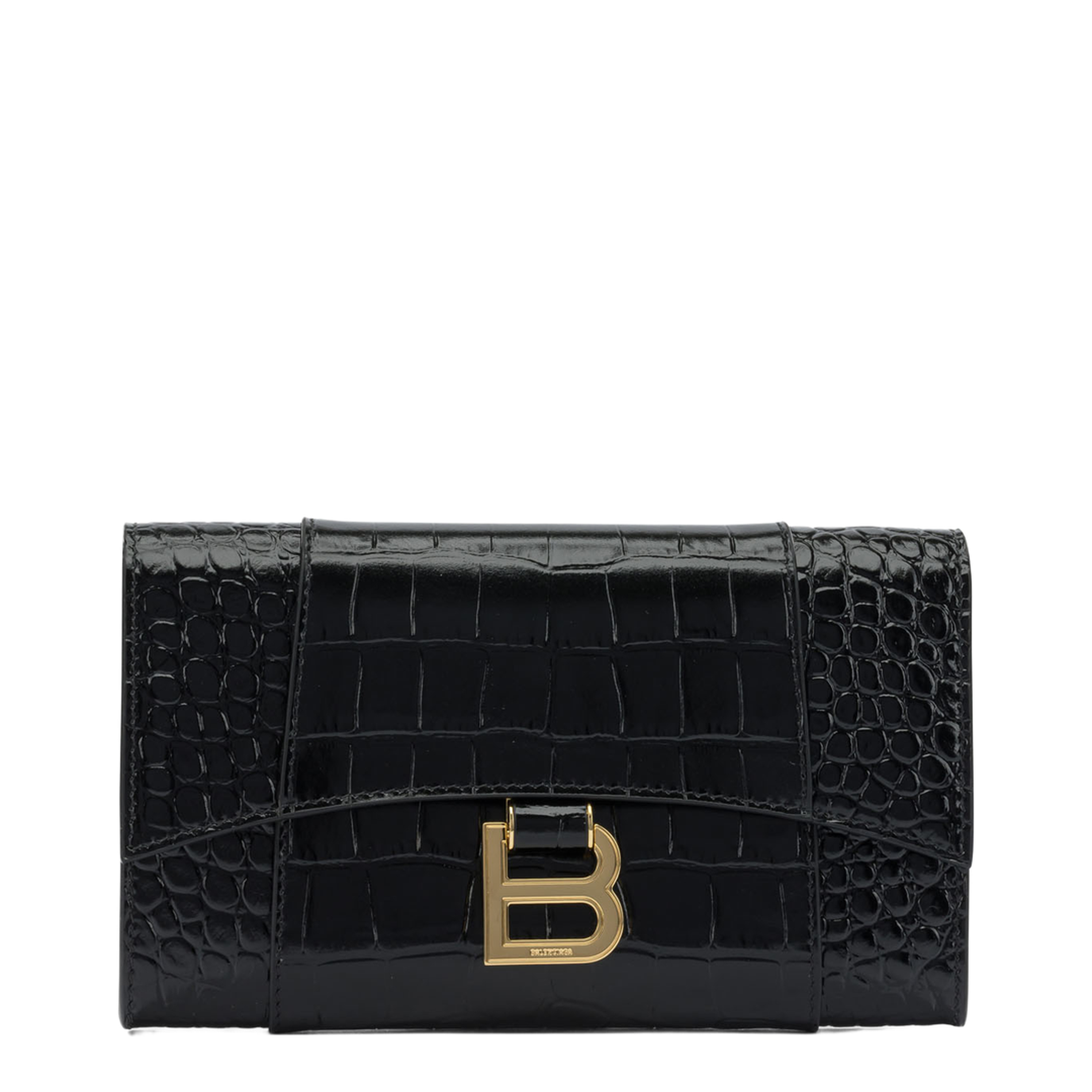 Hourglass Wallet on Chain Calf Leather - Black