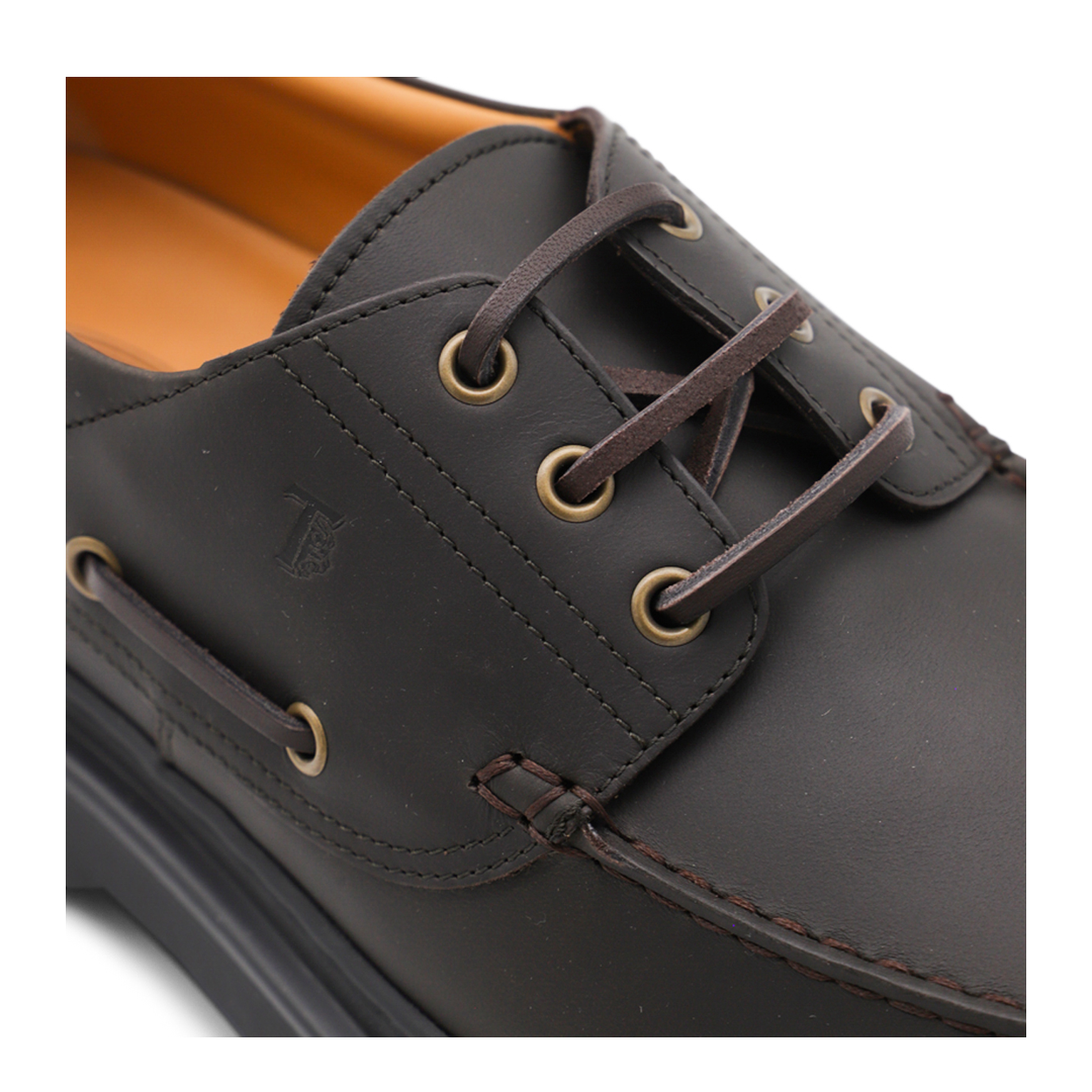Coffee Brown Front Button Fastening Moc Stitching