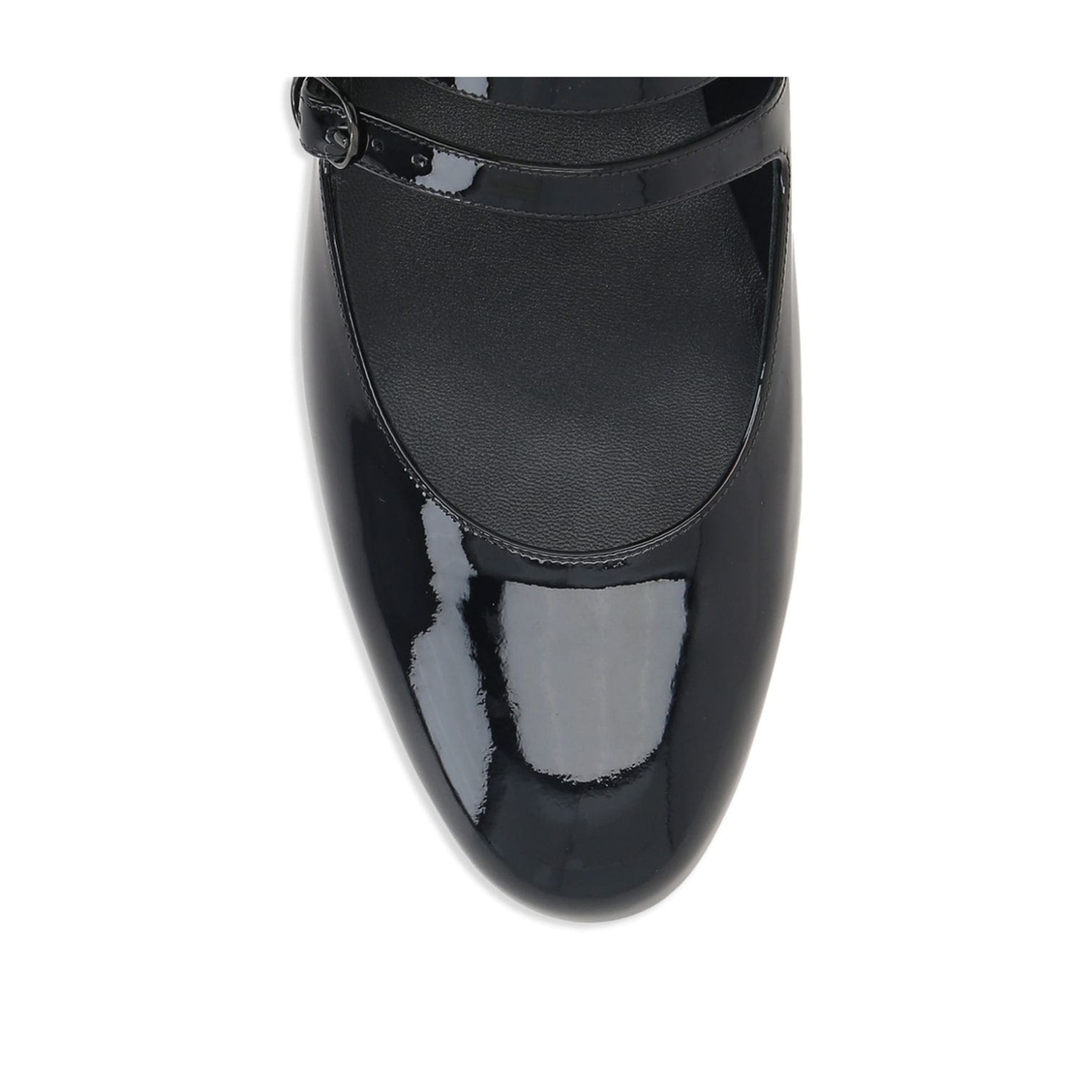 Black Calf Leather Patent Finish Almond Toe Buckle Fastening