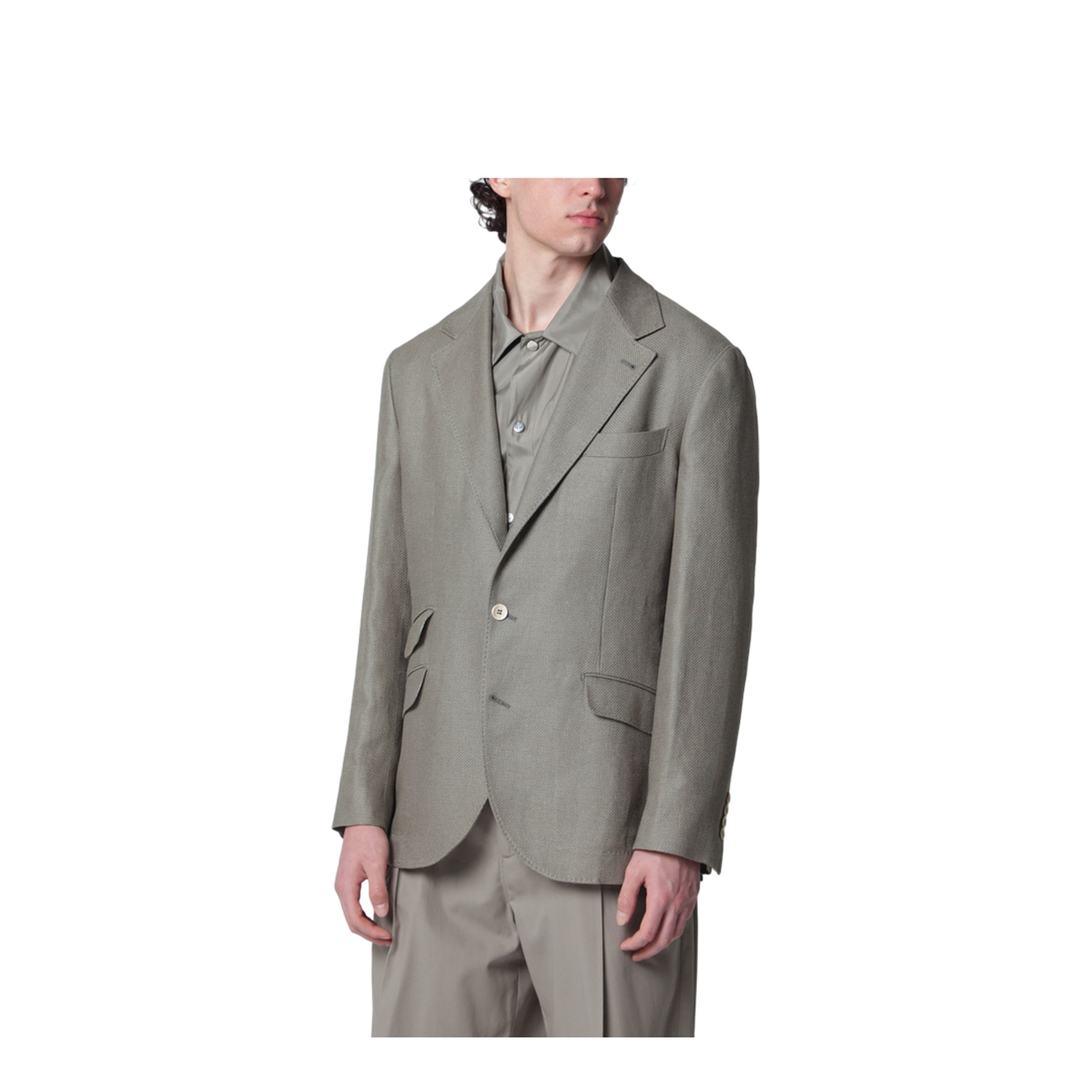 Deconstructed Cavallo Jacket In Khaki Silk Hopsack