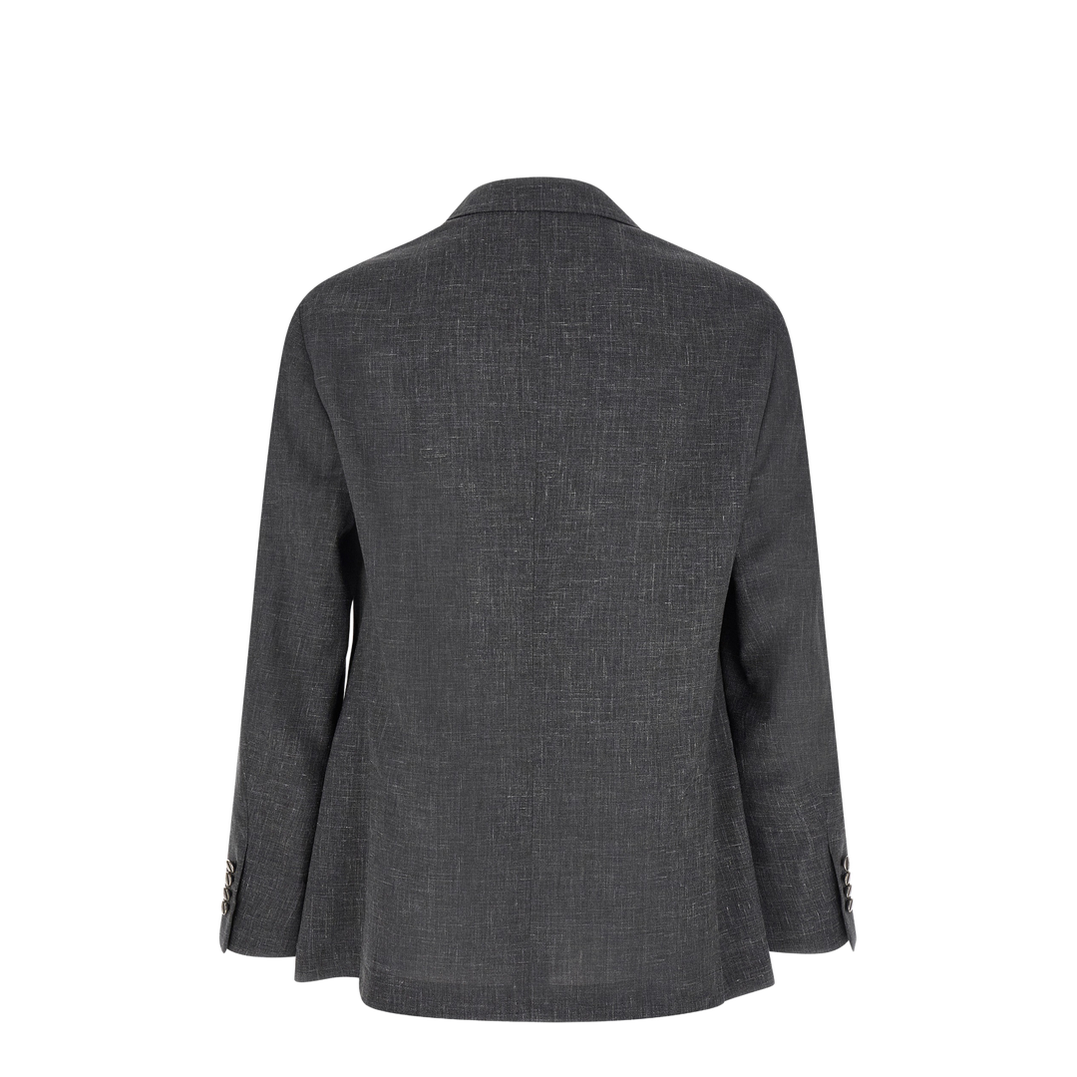 Slubbed Buttons Wool Blazer - Grey