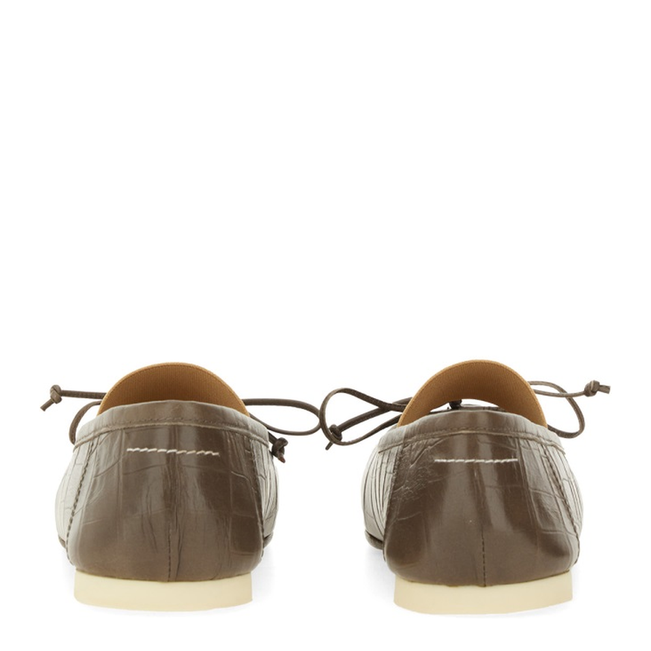 Crocodile-Effect Leather Ballerina