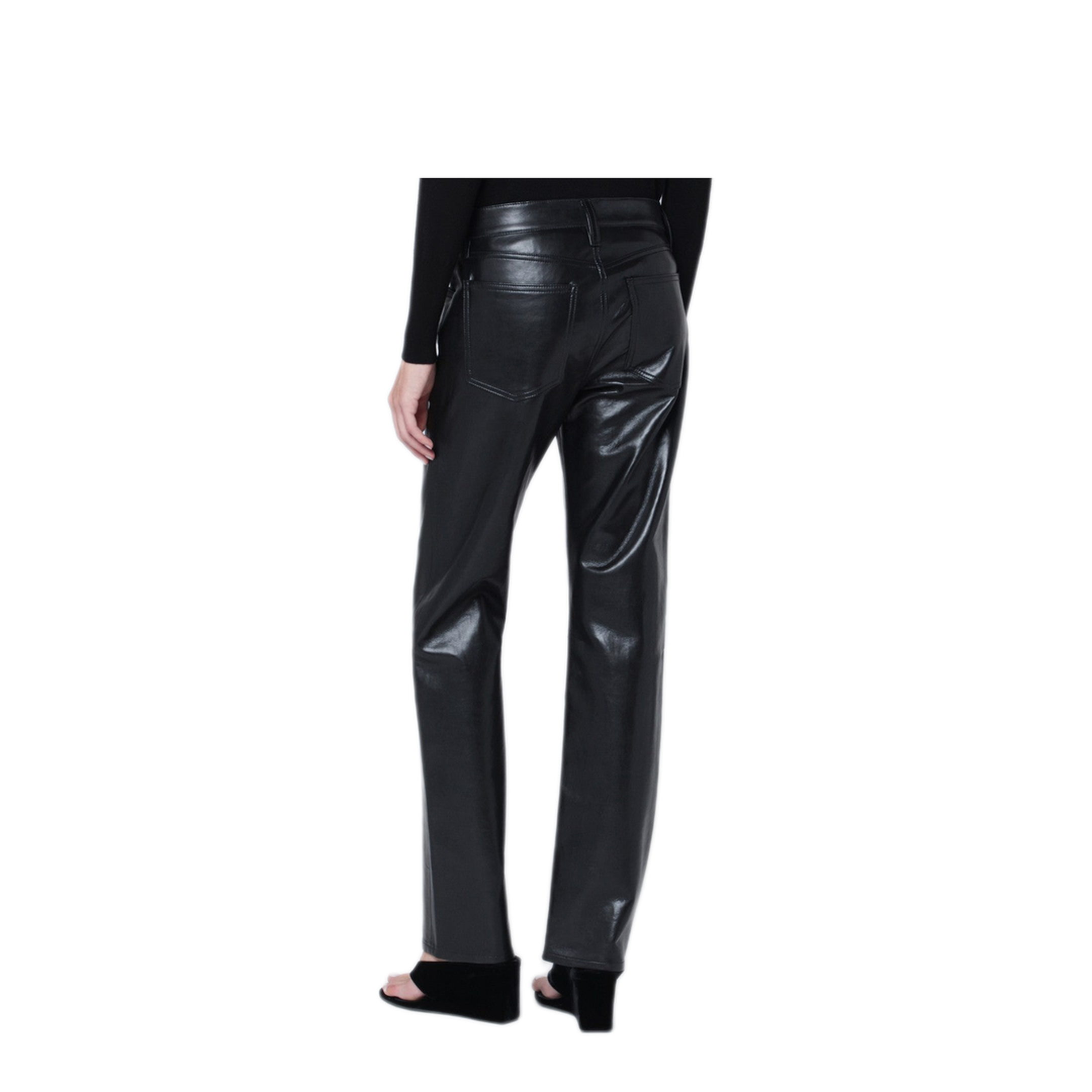 MAYFEYR - Agolde - Black Faux Leather Trousers Low Rise Slim - A2811285DETX