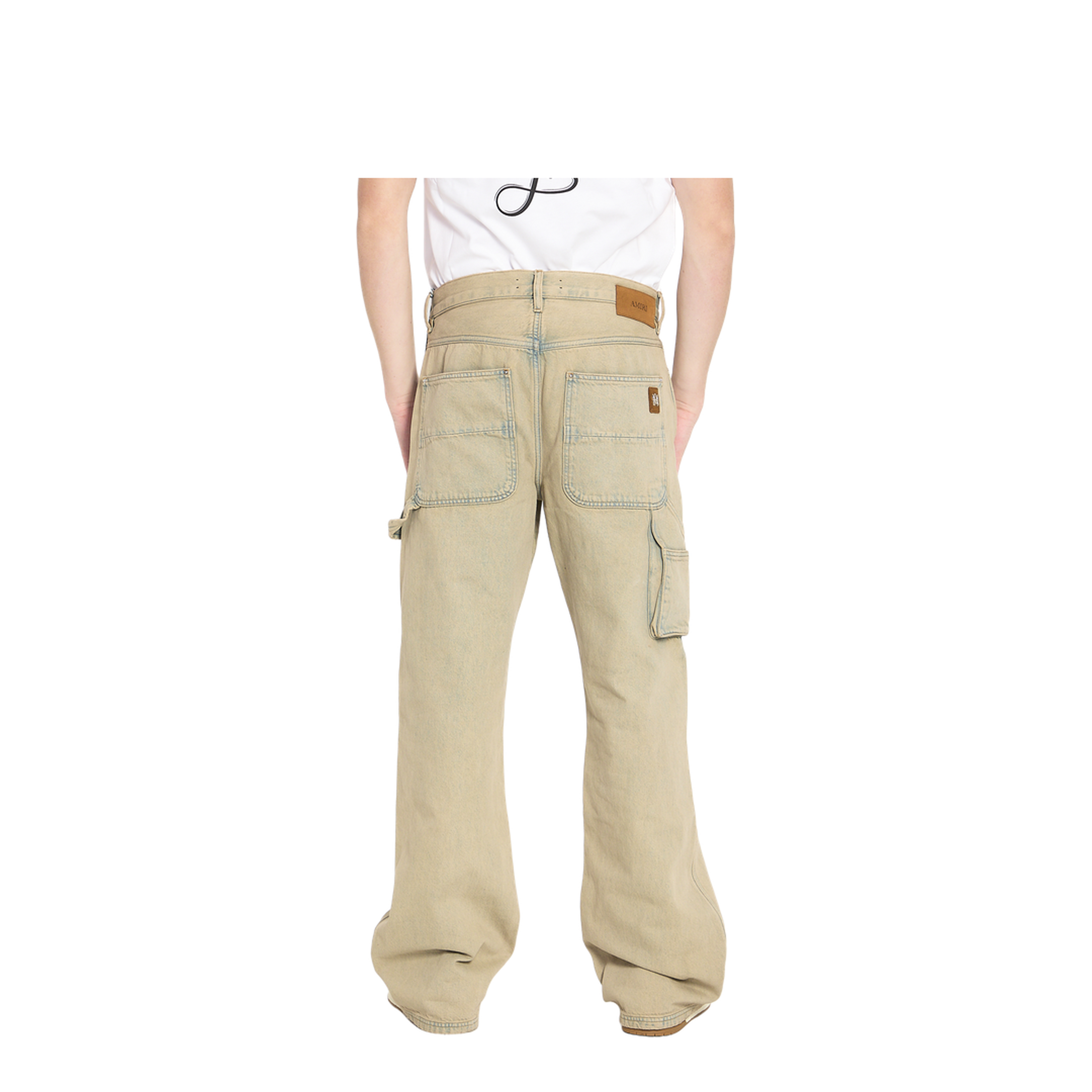 Beige Carpenter Multi-Pocket Denim Jeans