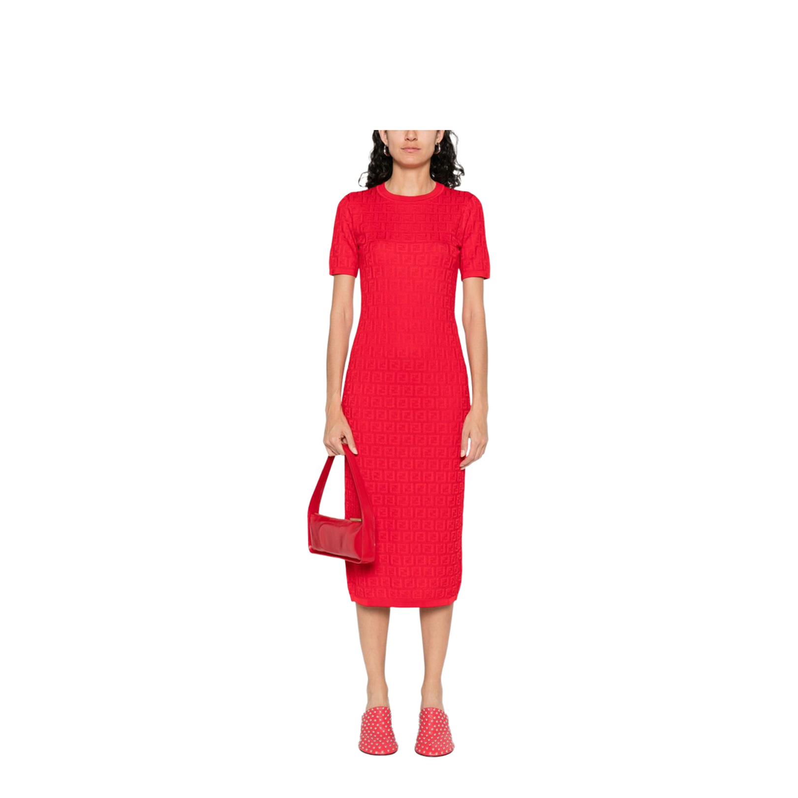 Fitted Midi Dress Red