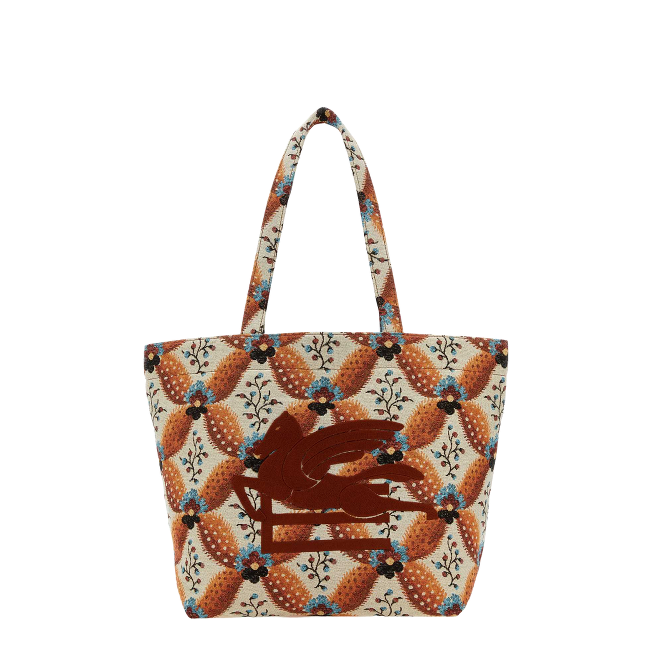 Embroidered Canvas Medium Soft Trotter Shopping Bag