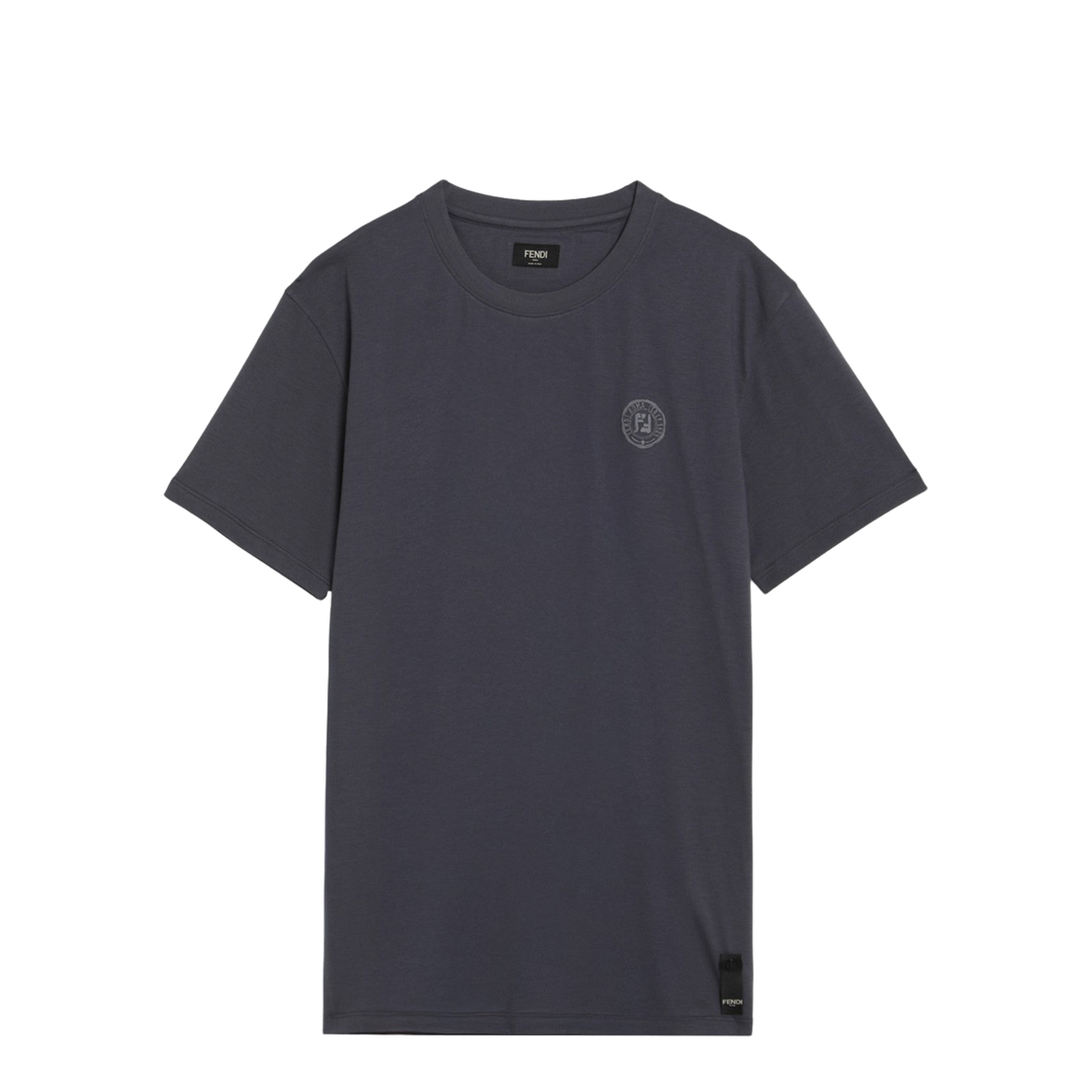 Slim-fit blue cotton T-shirt