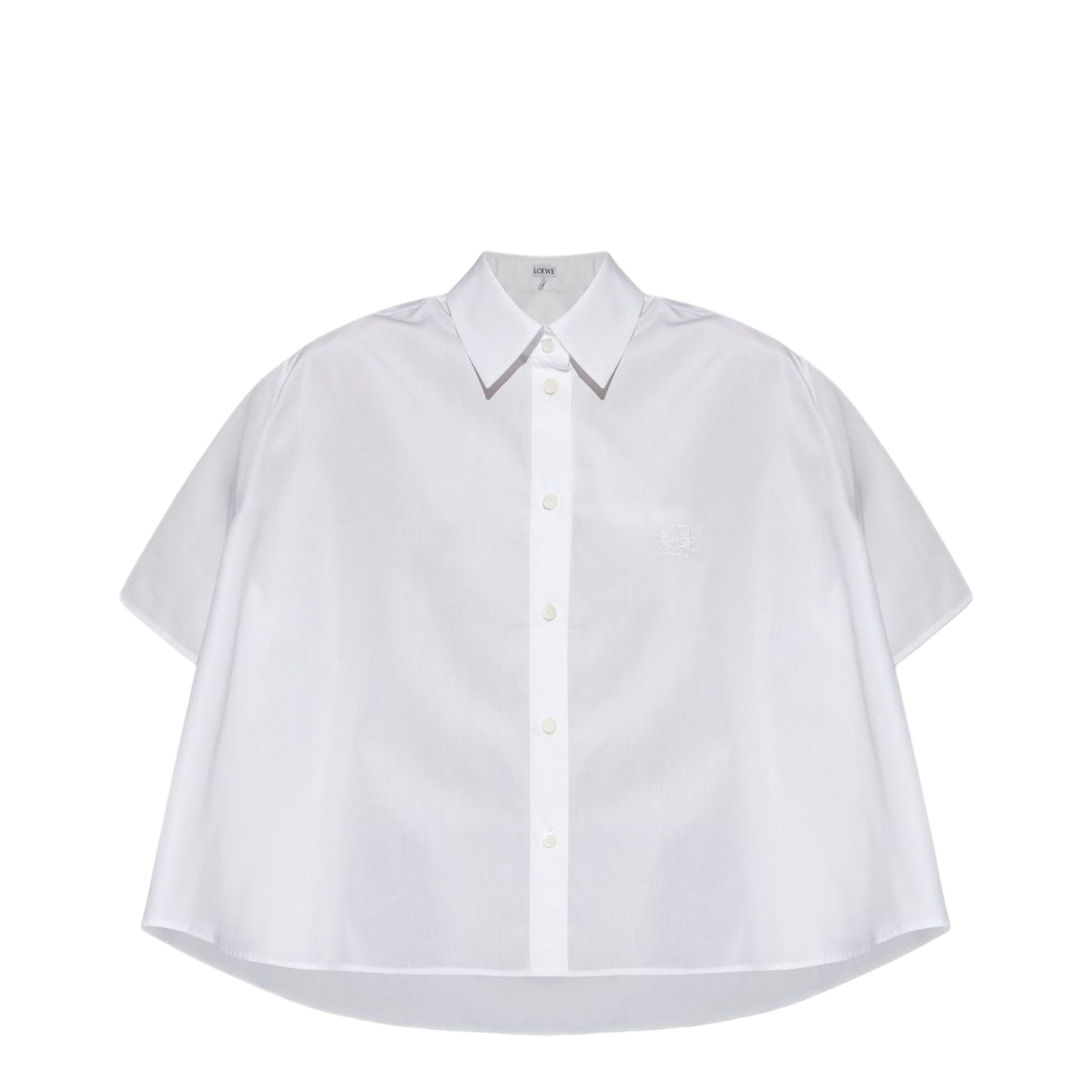 White Short Sleeves Button Fastening Collared Shirt