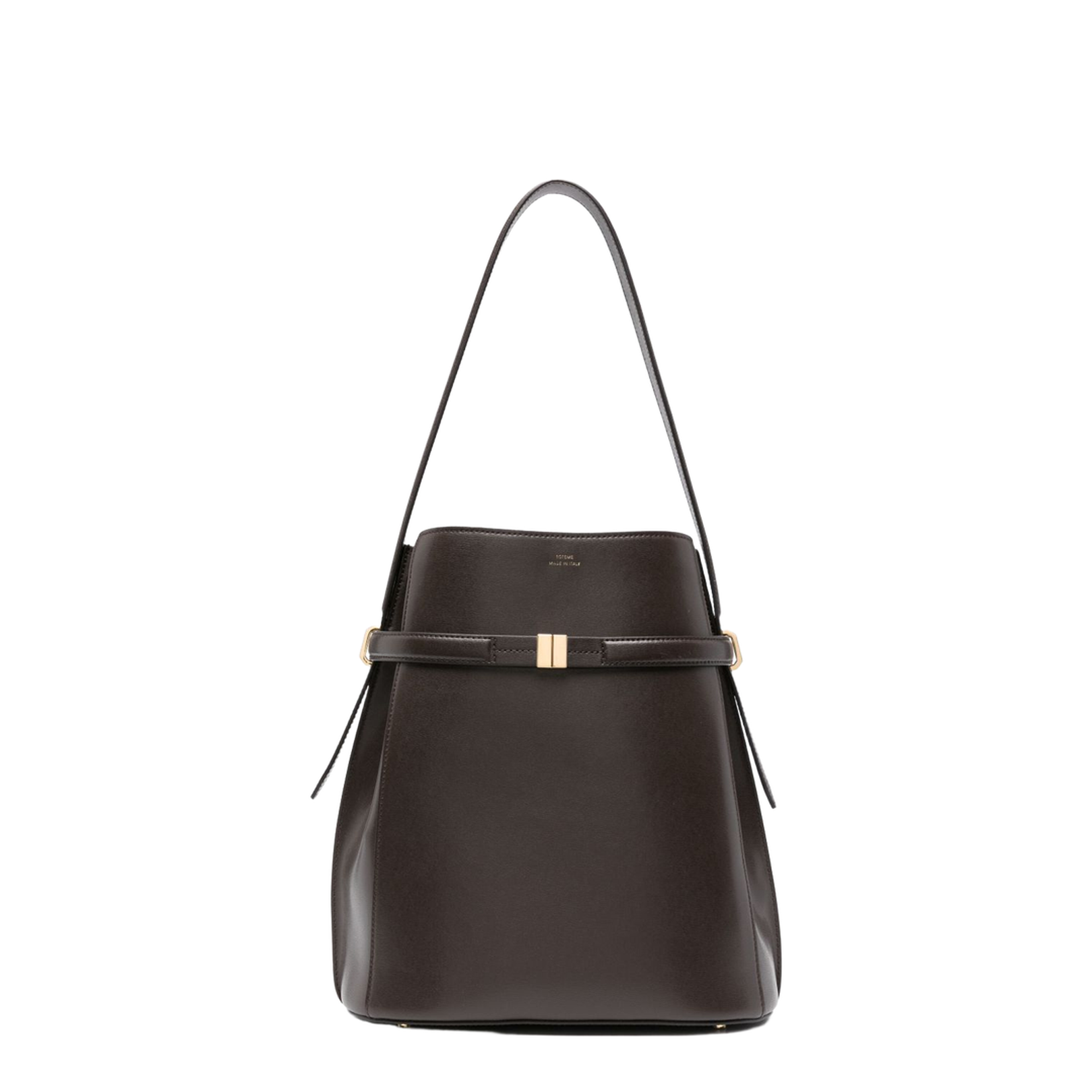 Leather Belted Bucket Bag