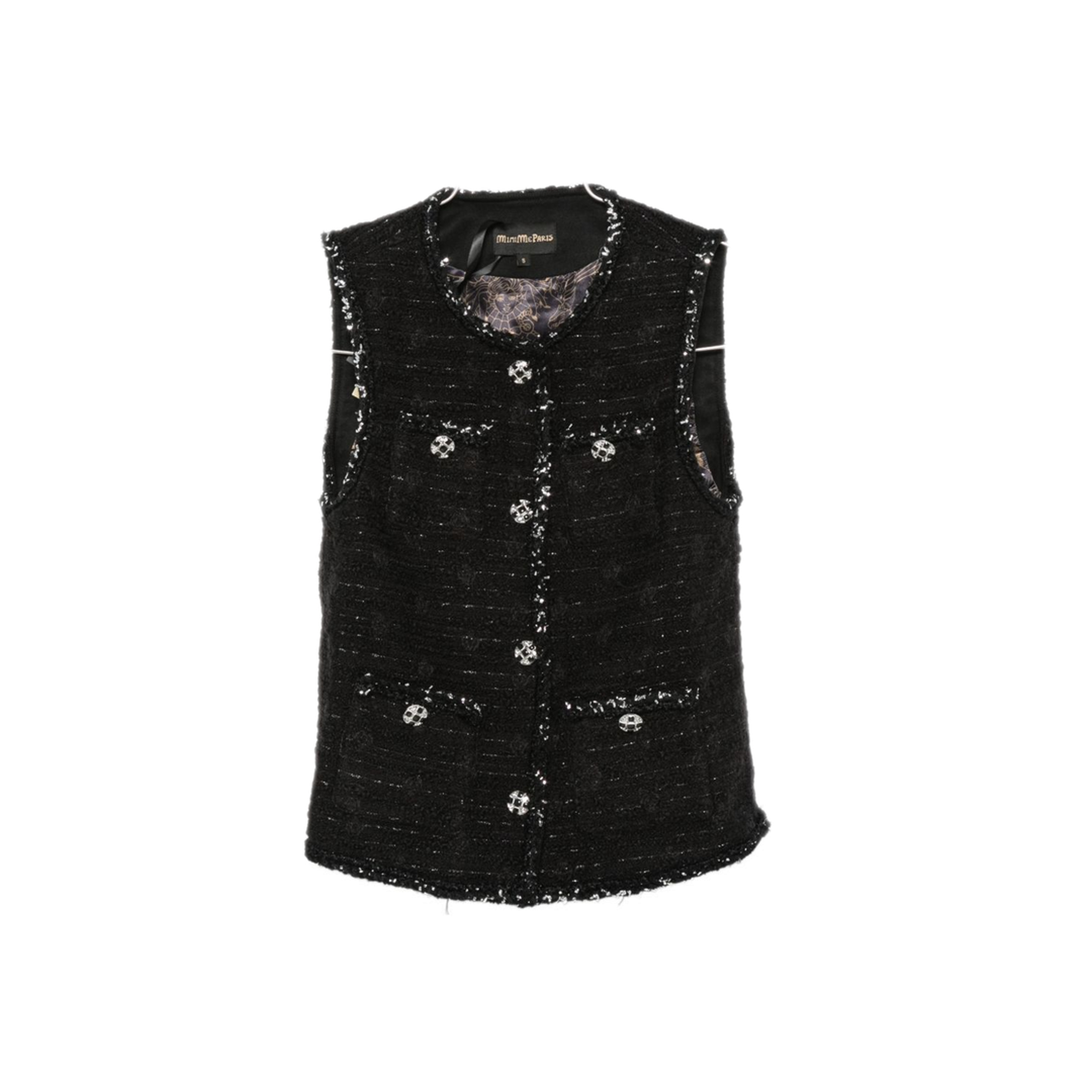 MAYFEYR - MINIME PARIS - Black Tweed Effect Sleeveless Sweater - 26WCGL016BLACK