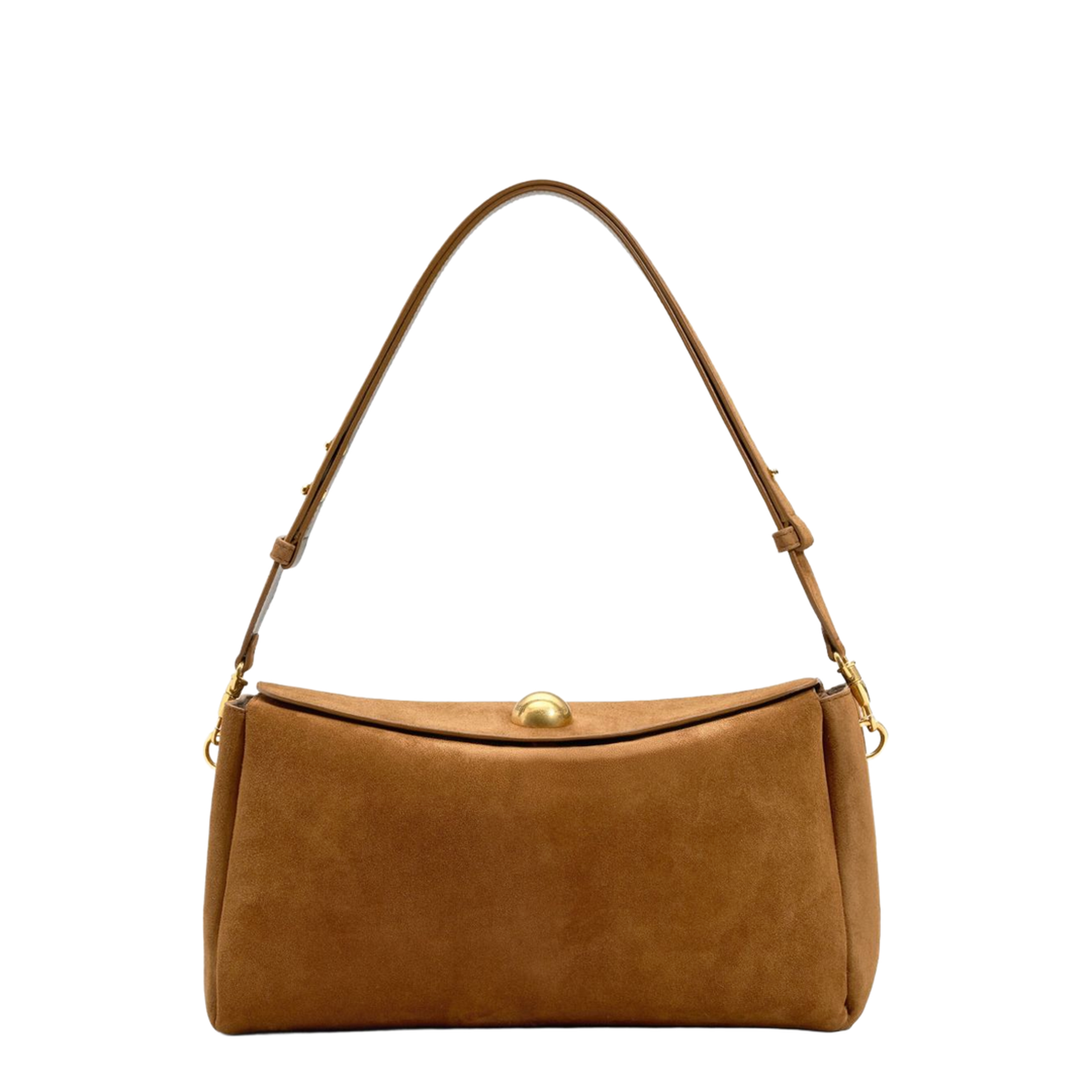 Hazelnut Brown Suede Leather Carrousel Medium Bag