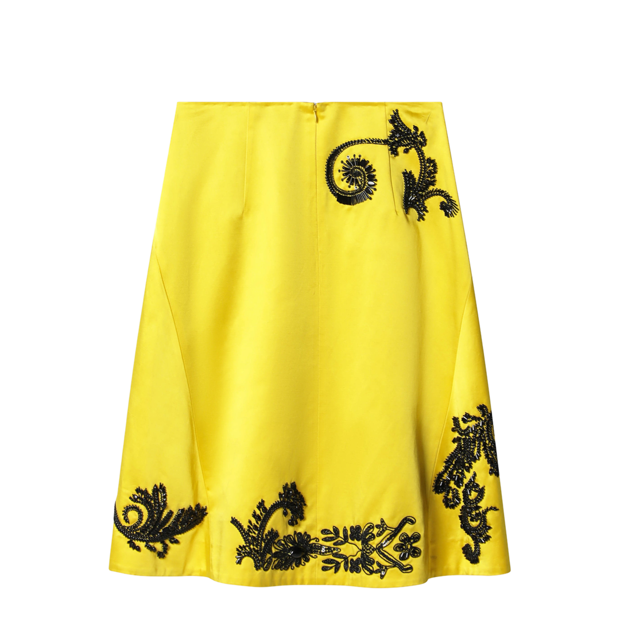 MAYFEYR - Dries Van Noten - Yellow Skirt With Black Sequin Embroidery - 108273401202