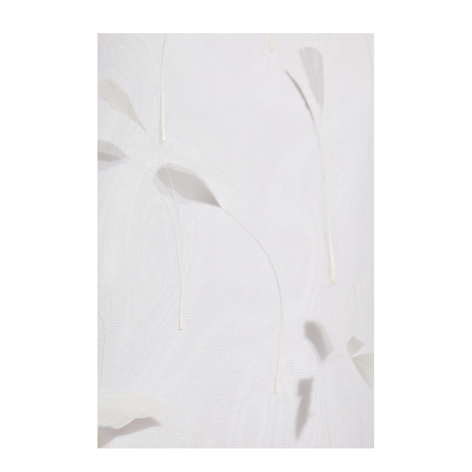 White Silk Dress with Feathers