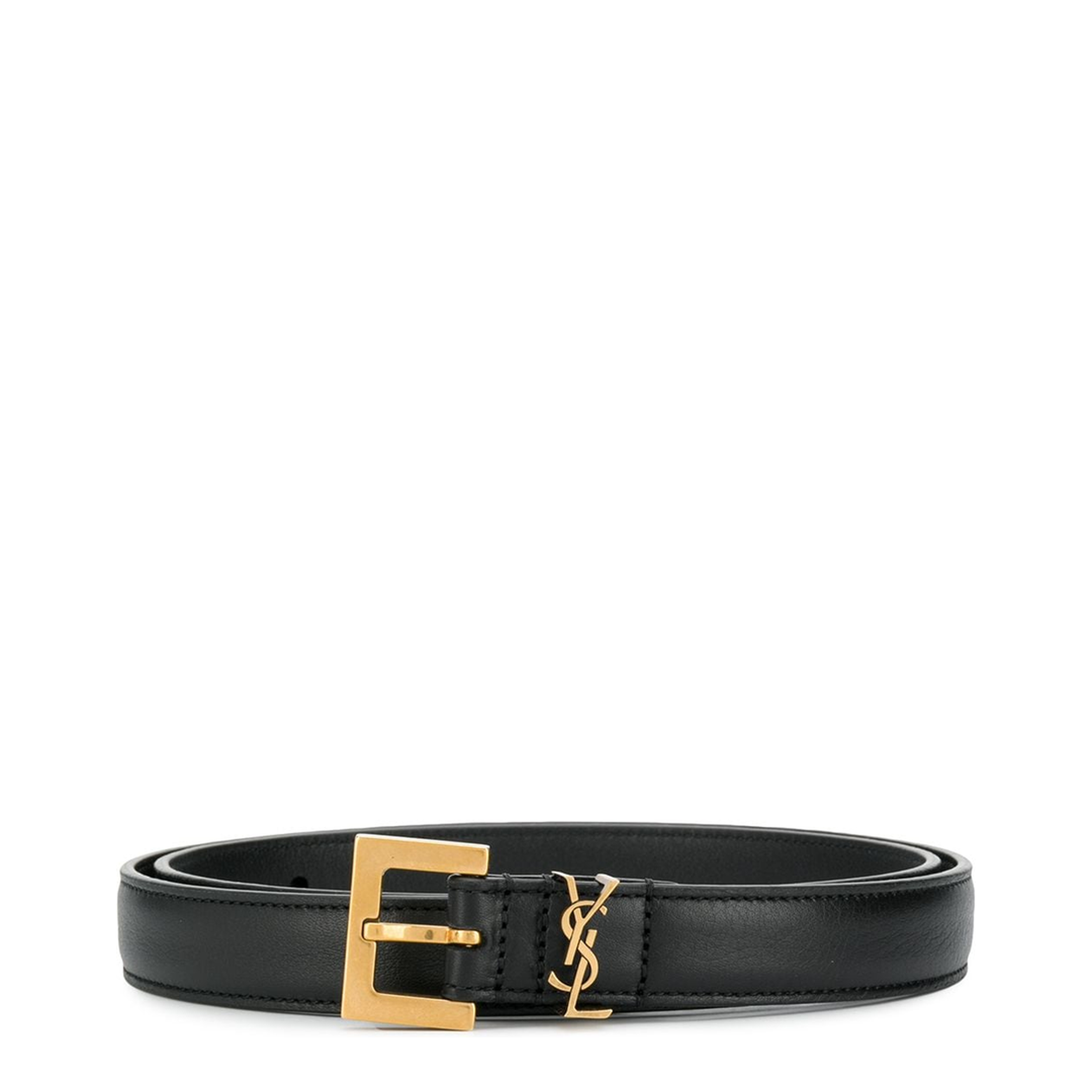 MAYFEYR - Saint Laurent - Cassandre Thin Belt In Smooth Leather In Black - 554465BOO0W1000