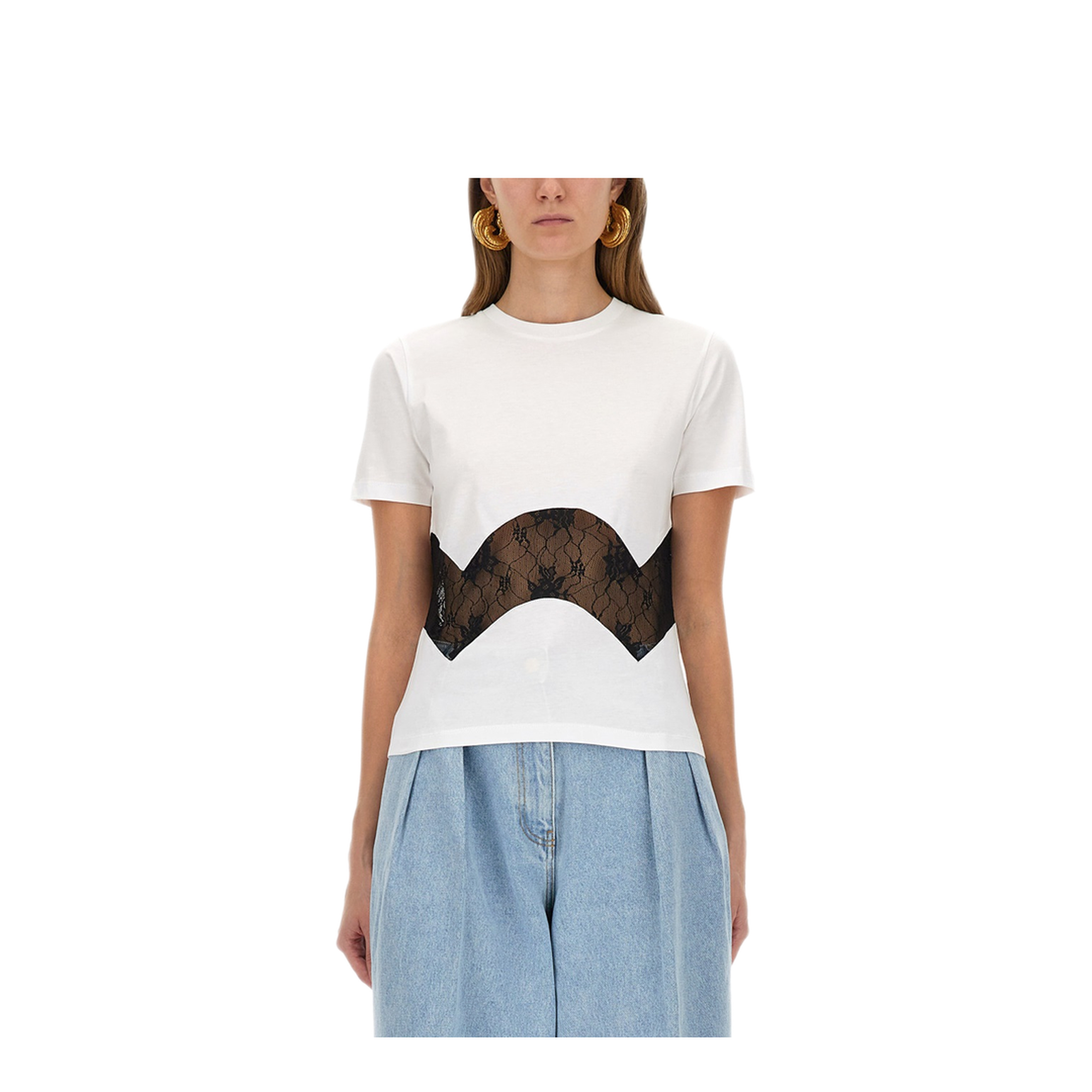 MAYFEYR - NINA RICCI - Jersey T Shirt With Lace Insert - 25AJTO014CO1104U1000