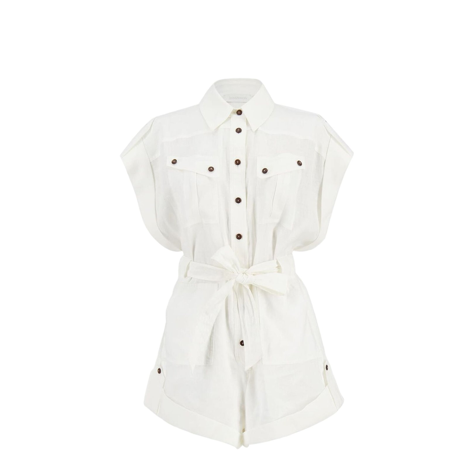 Shirt Collar Wide Sleeve Short Sleeve Belted