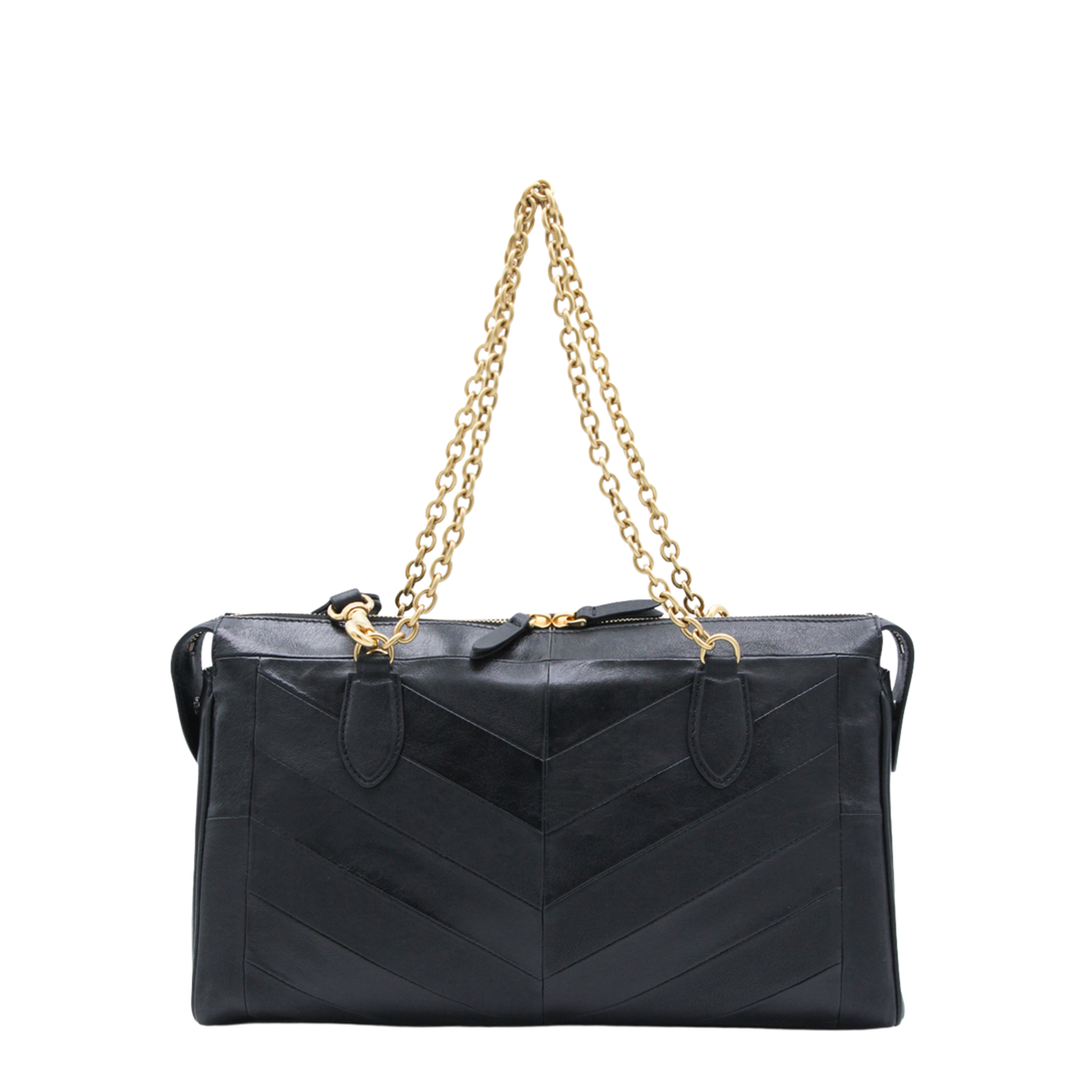 Black Leather Panthea Shopping Bag