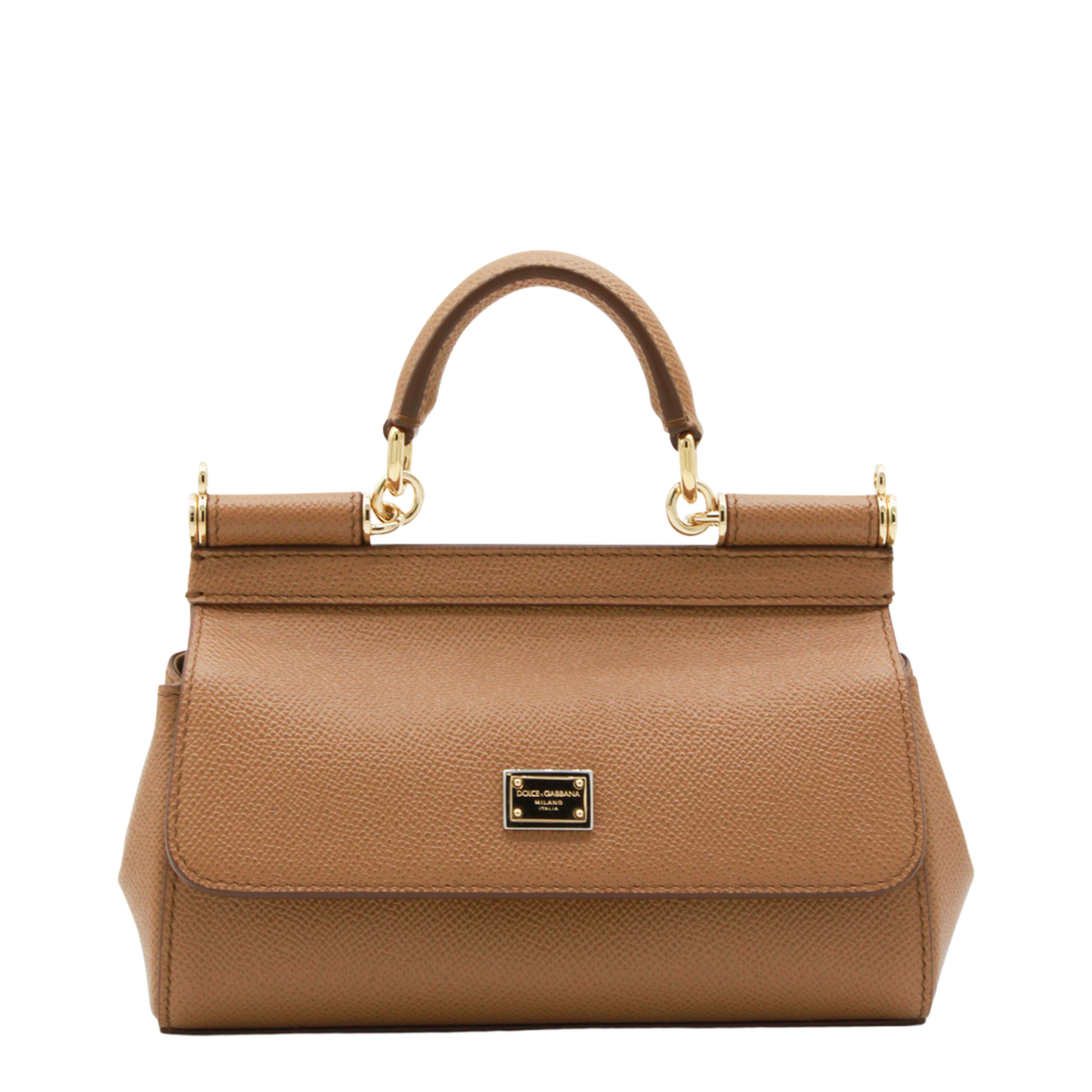 Sicily Mini Calfskin Top Handle Bag - Brown