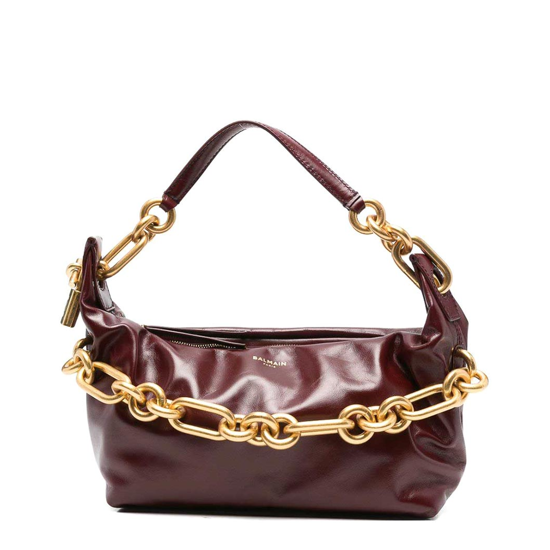 Sync Medium Leather Shoulder Bag - Bordeaux - Blush Lux