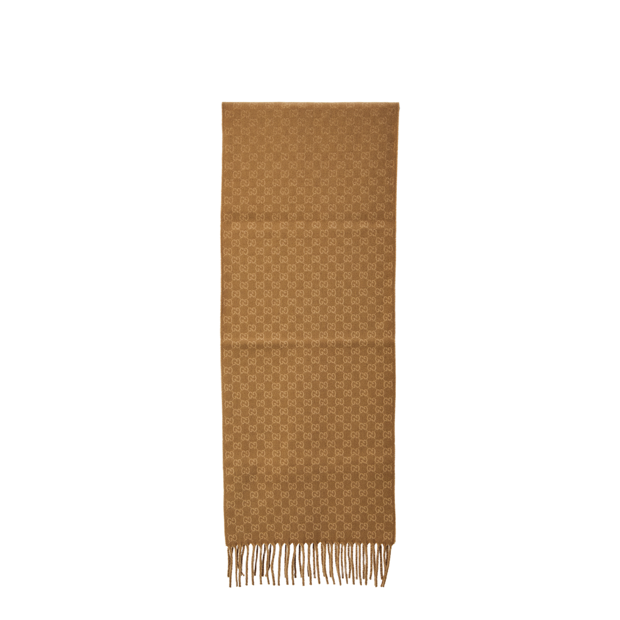 Wool Cashmere Scarf in Camel and Beige