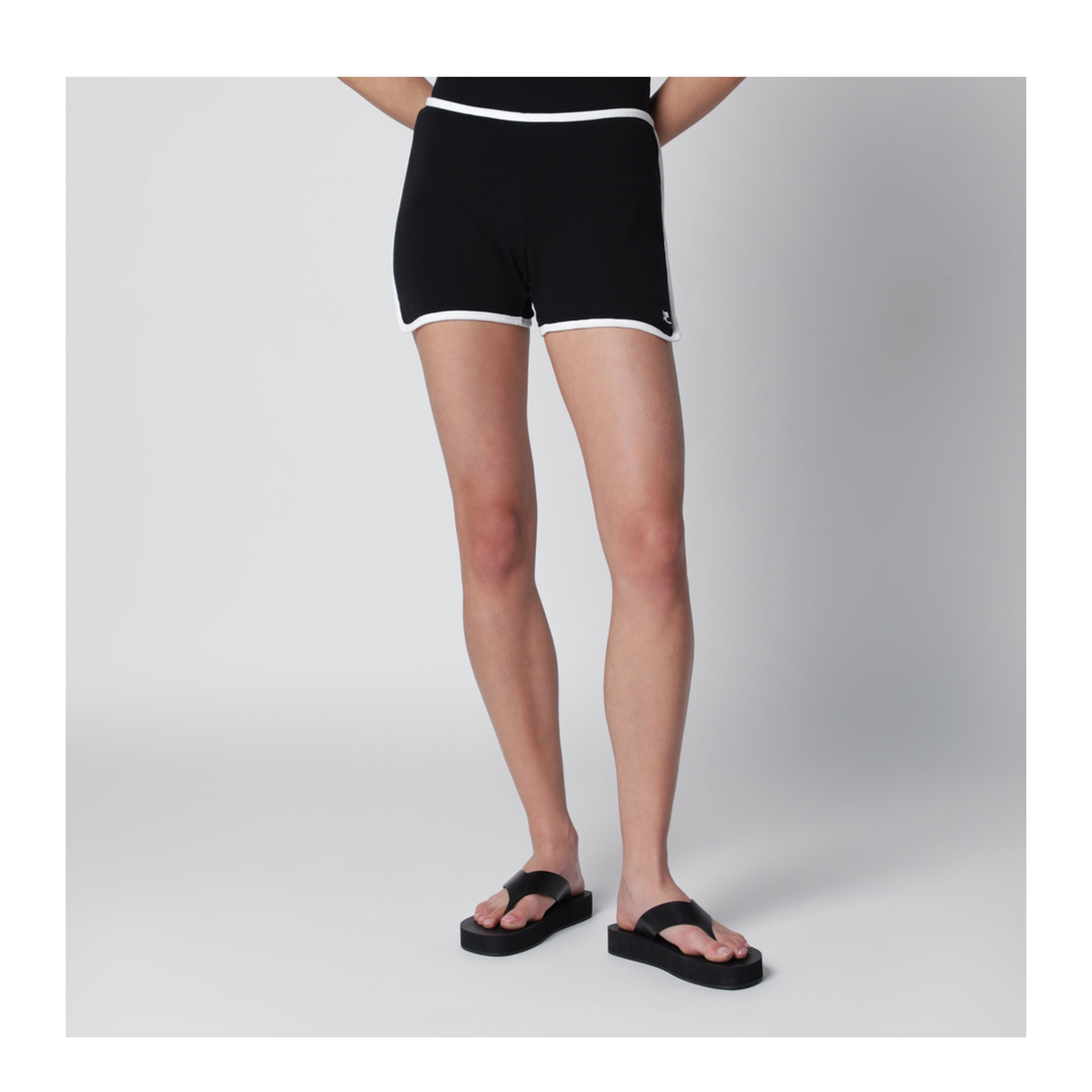 MAYFEYR - Courreges - Contrast Mini Jersey Shorts In Black Cotton - 226JSH097JS0203B044