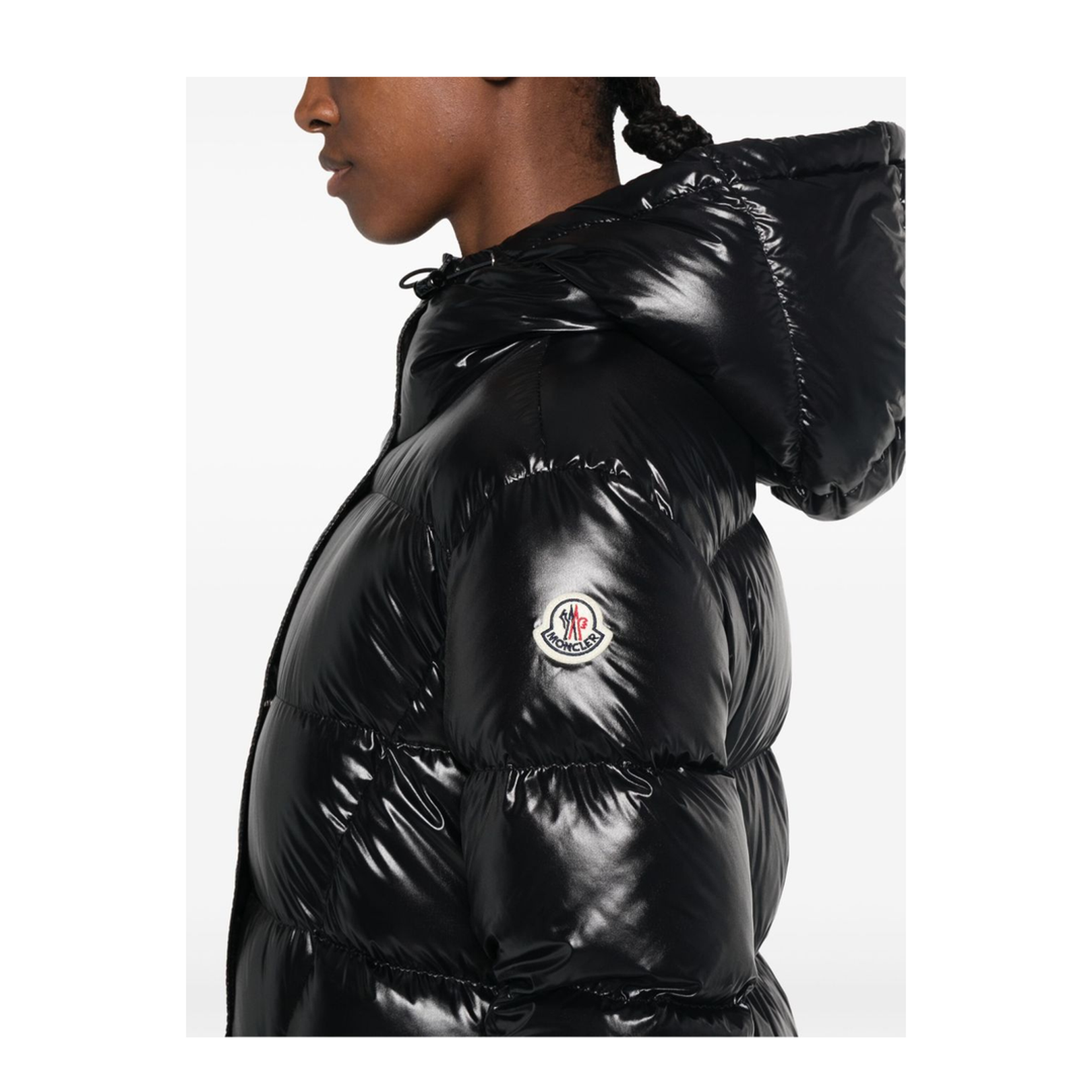 Black Bellevue Hooded Down Jacket