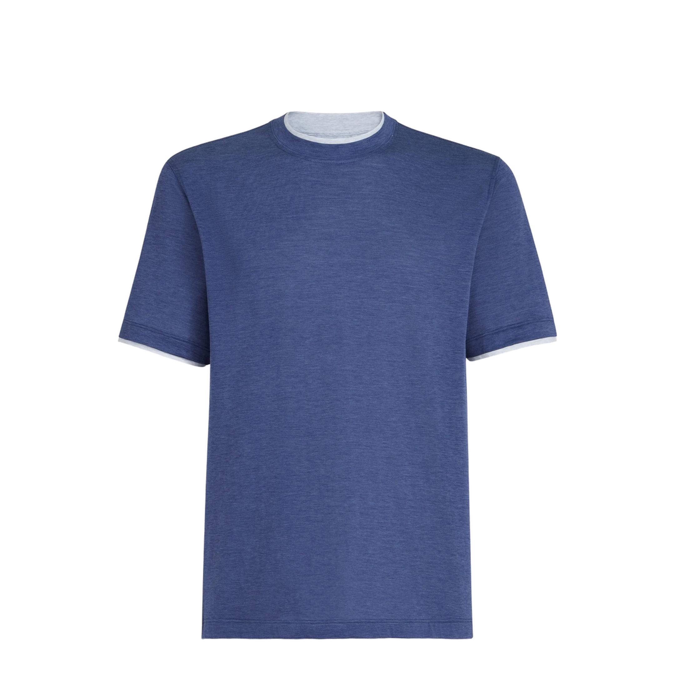 Crew Neck Short Sleeve T-Shirt Blue