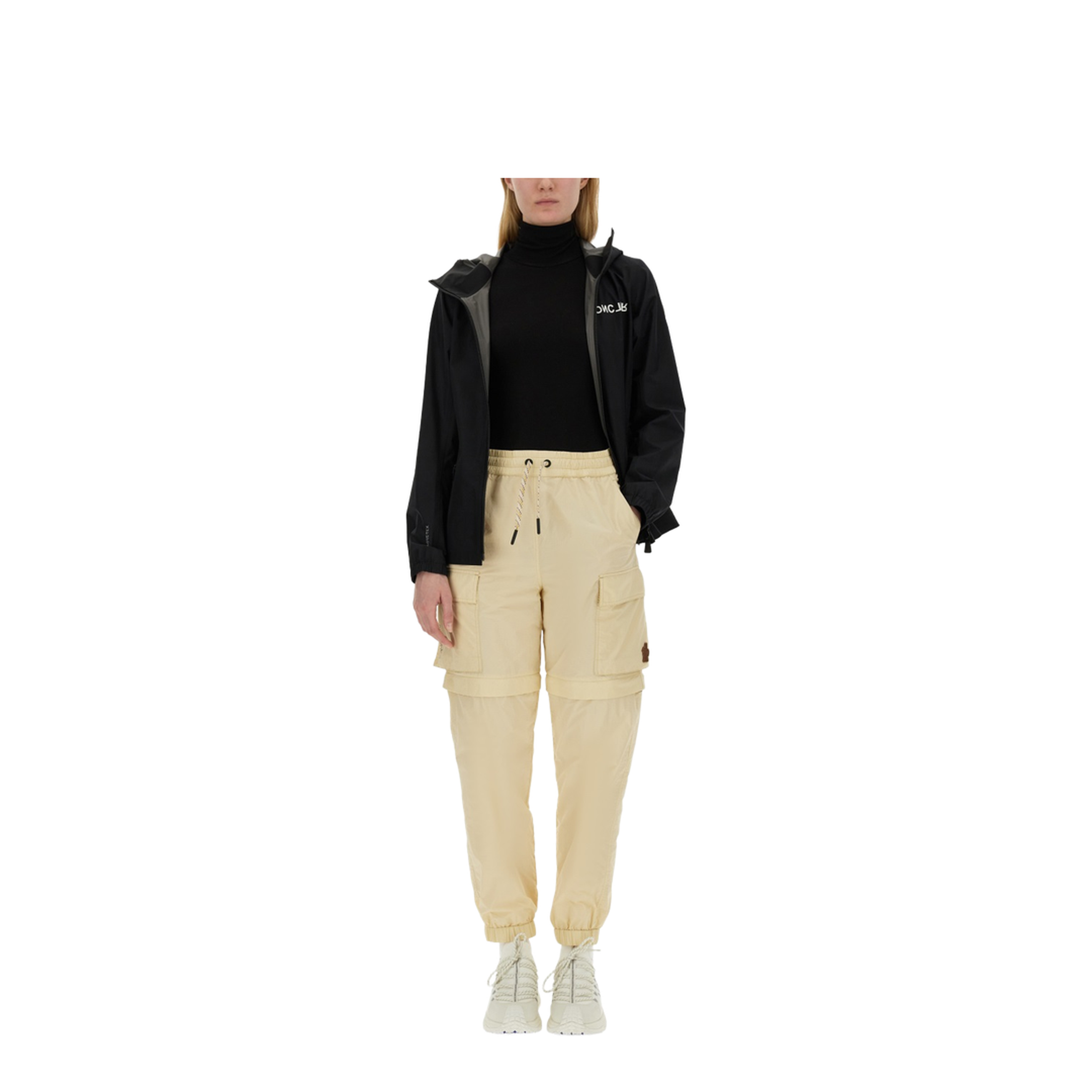 Cream Polyamide Sporty Pants