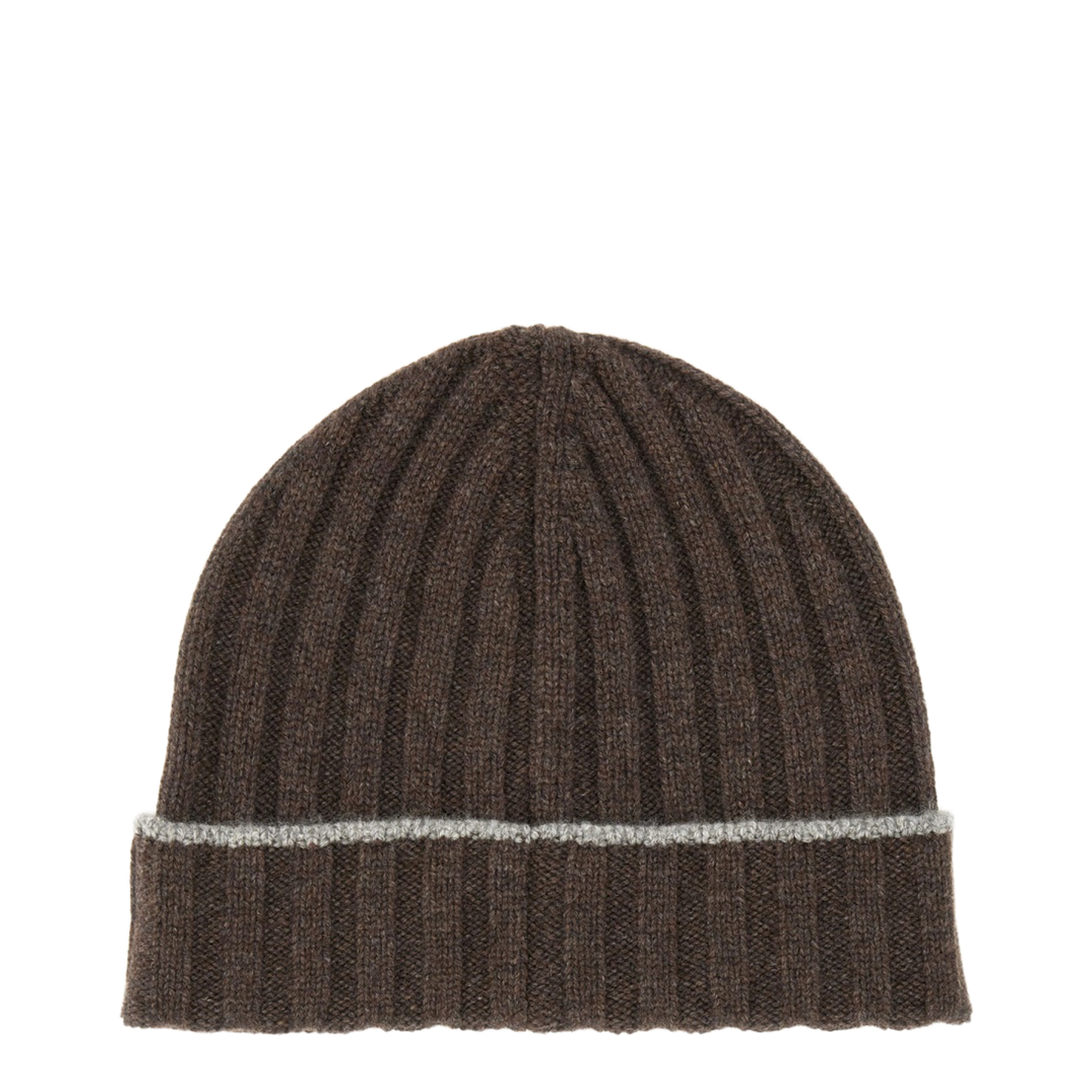Ribbed-Knit Beanie Hat Brown