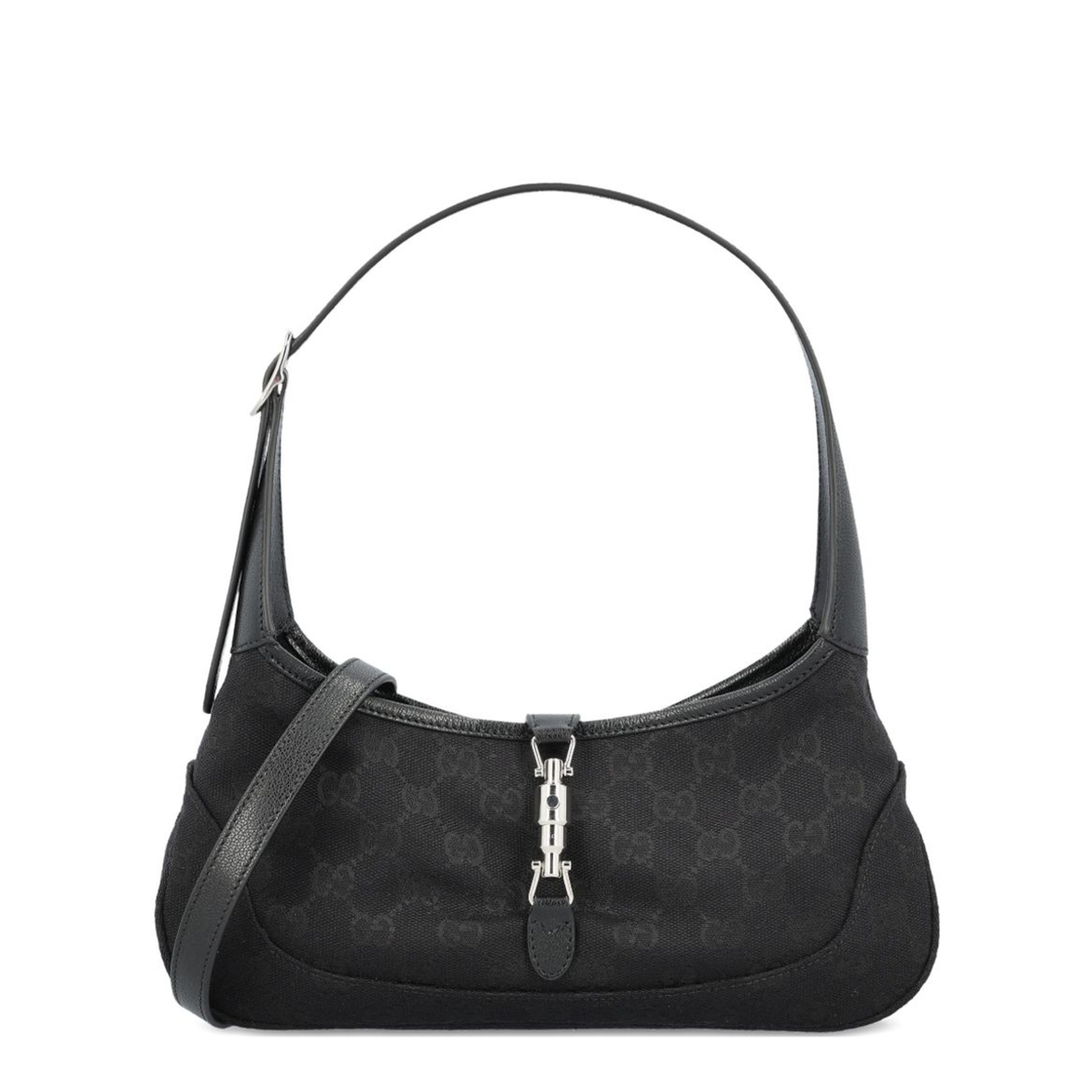 Jackie Slim Medium Canvas Shoulder Bag - Black