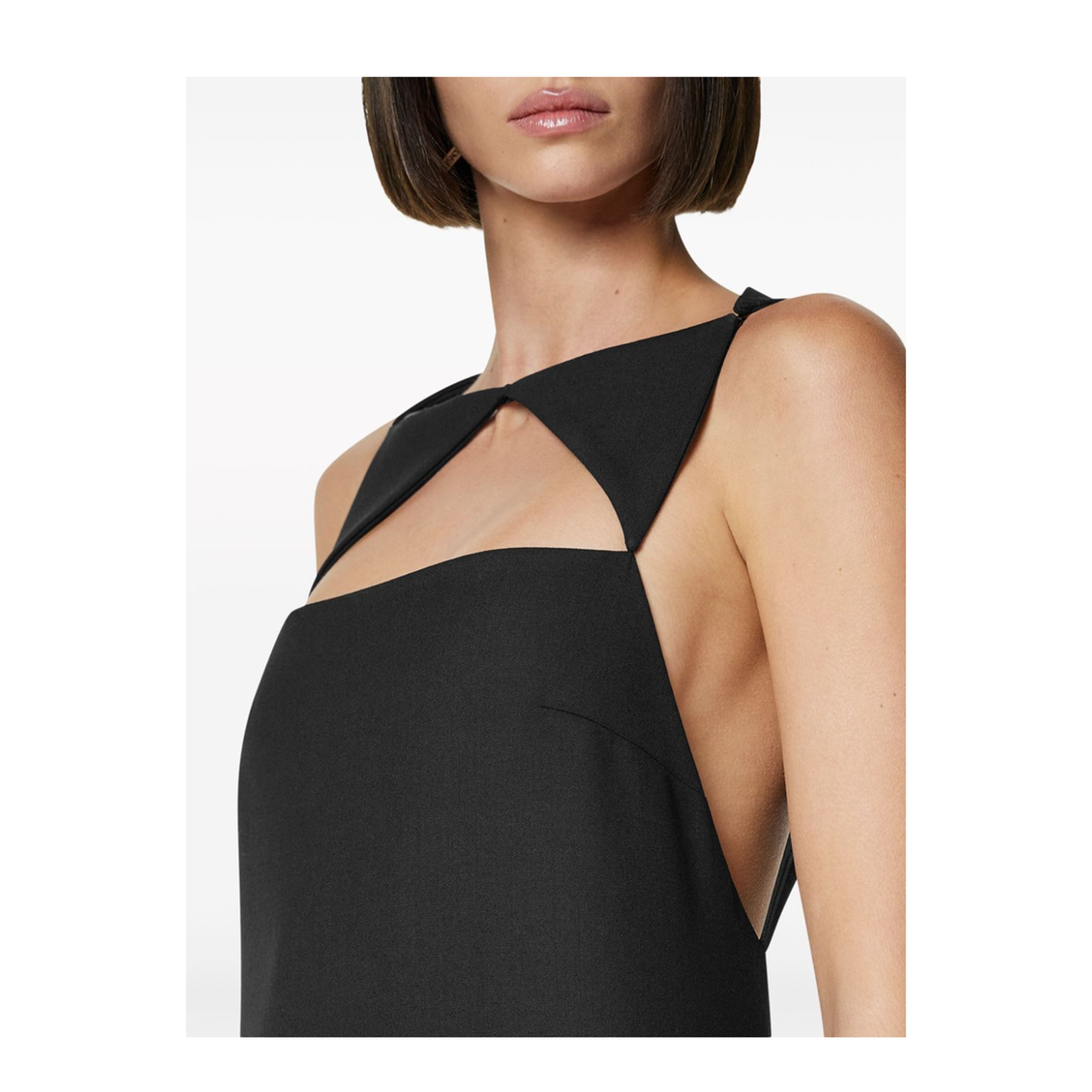 Wool Blend Straight Mini Dress With Cut-out