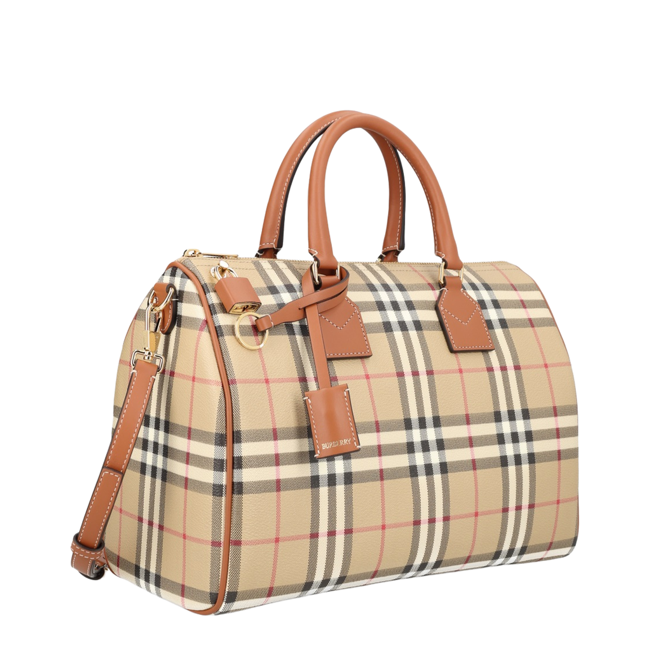 Check Medium Bowling Bag - Beige