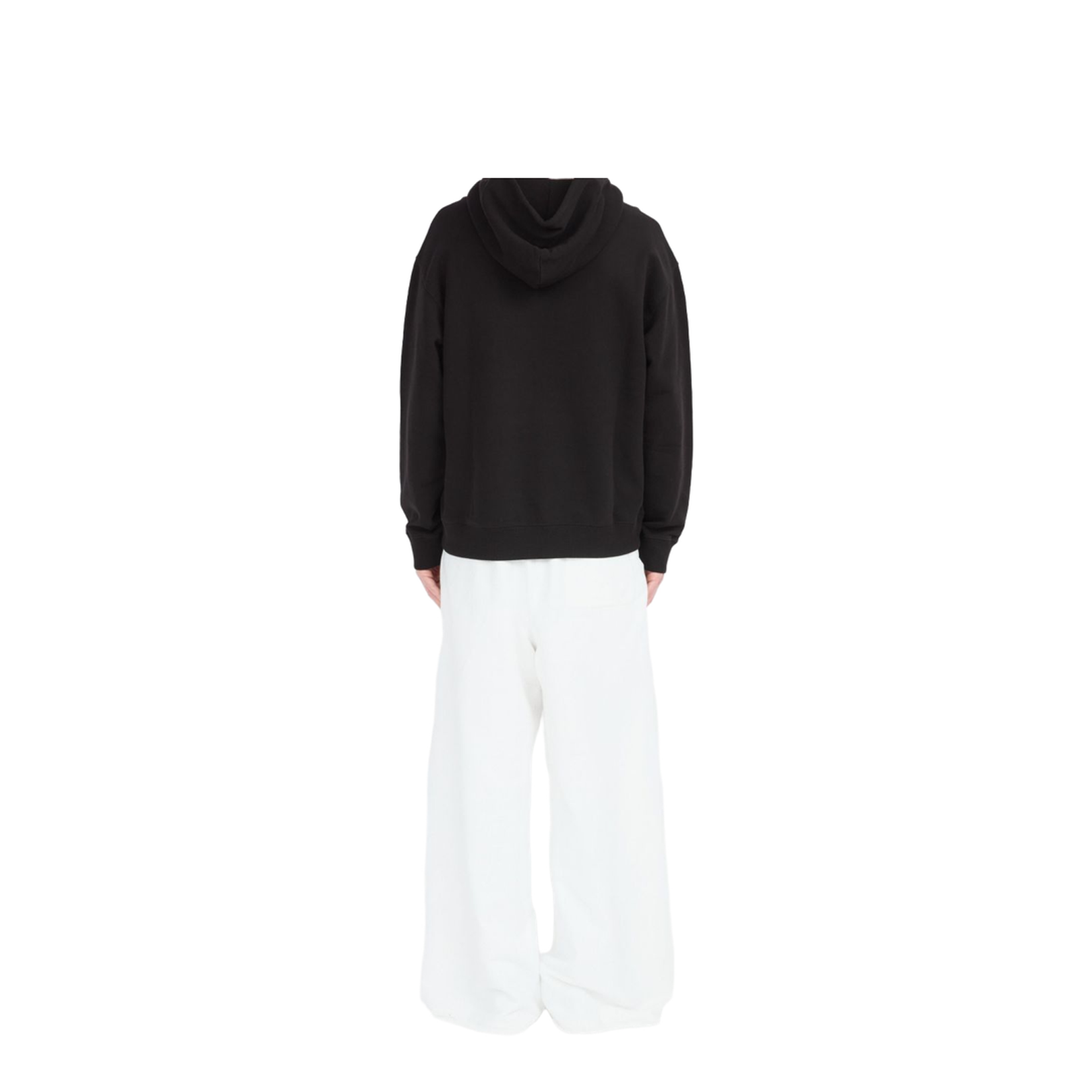 Black Front Pouch Pocket Adjustable Drawstring Hood Ribbed Cuffs Logo Patch Detailing