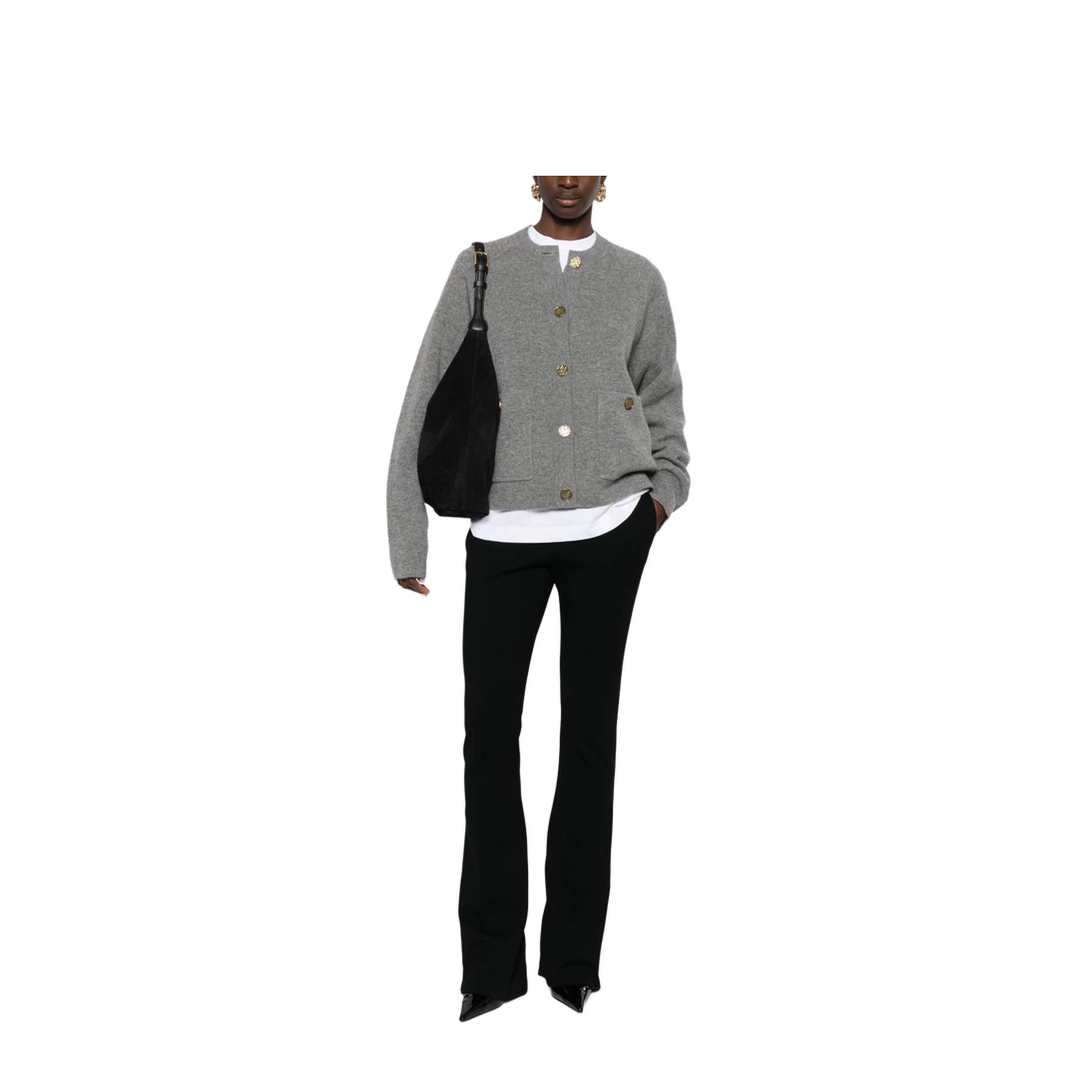 Grey Wool and Cashmere-Blend Cardigan