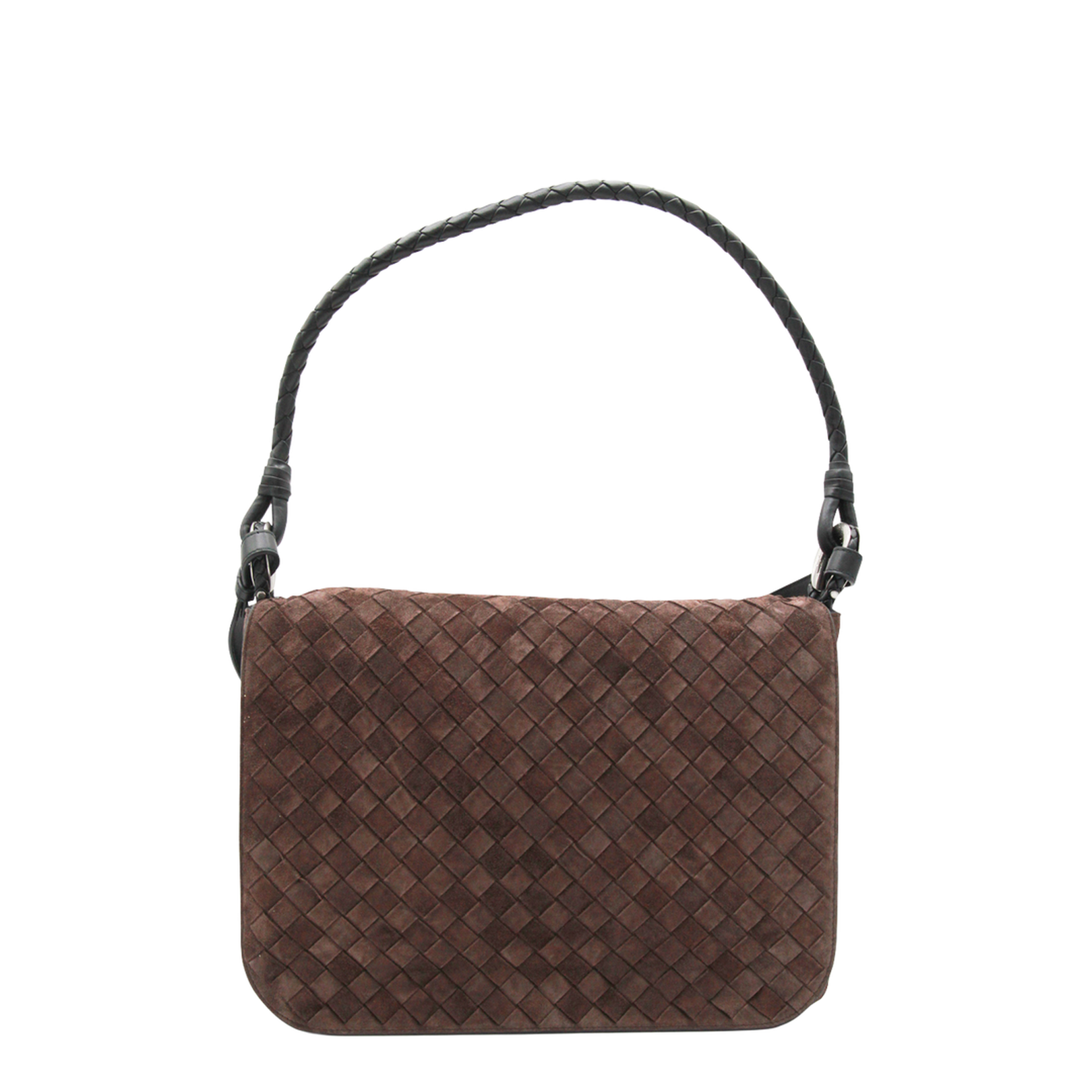 Intrecciato Suede Shoulder Bags - Brown