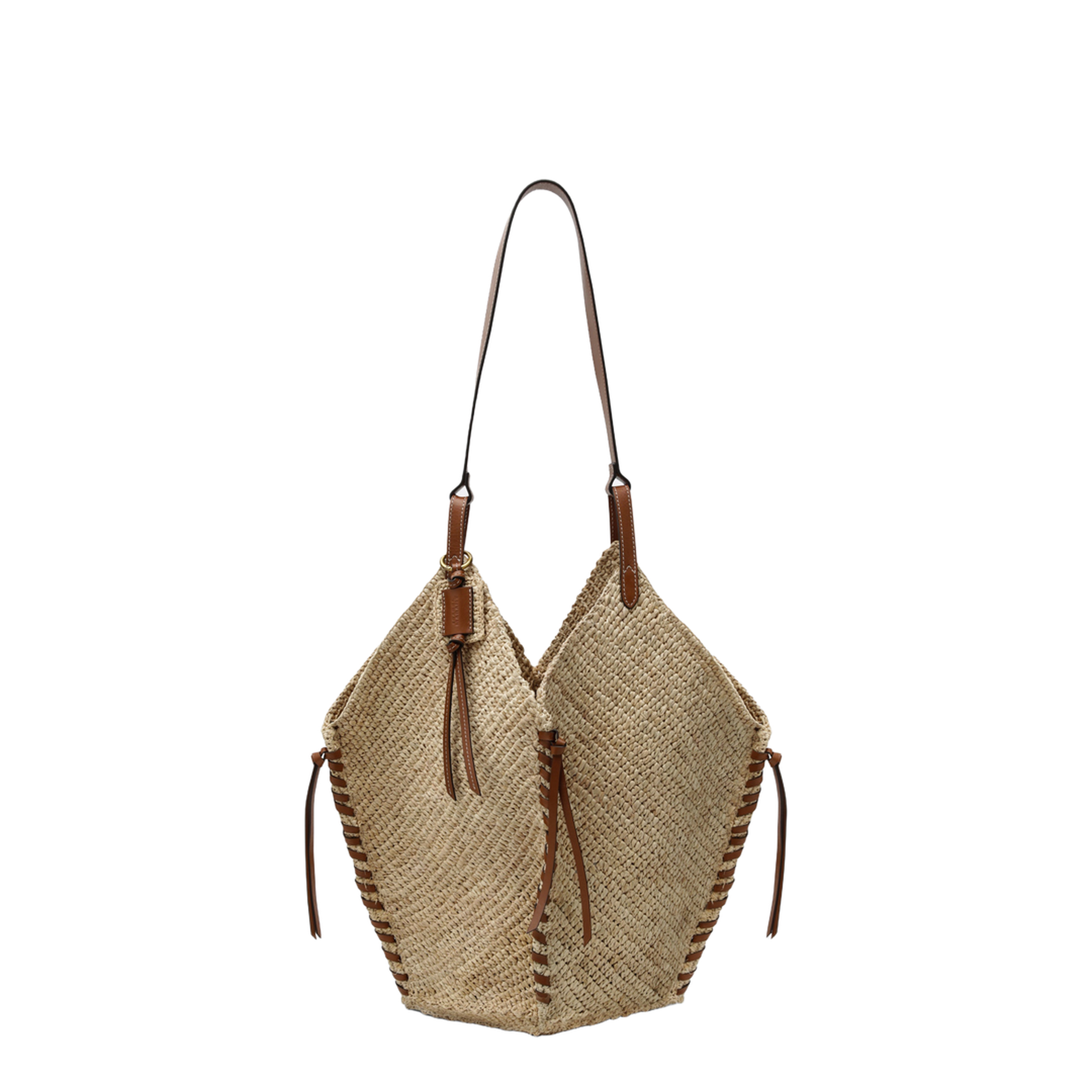 Tampa Raffia and Leather Handbag - Natural and Cognac