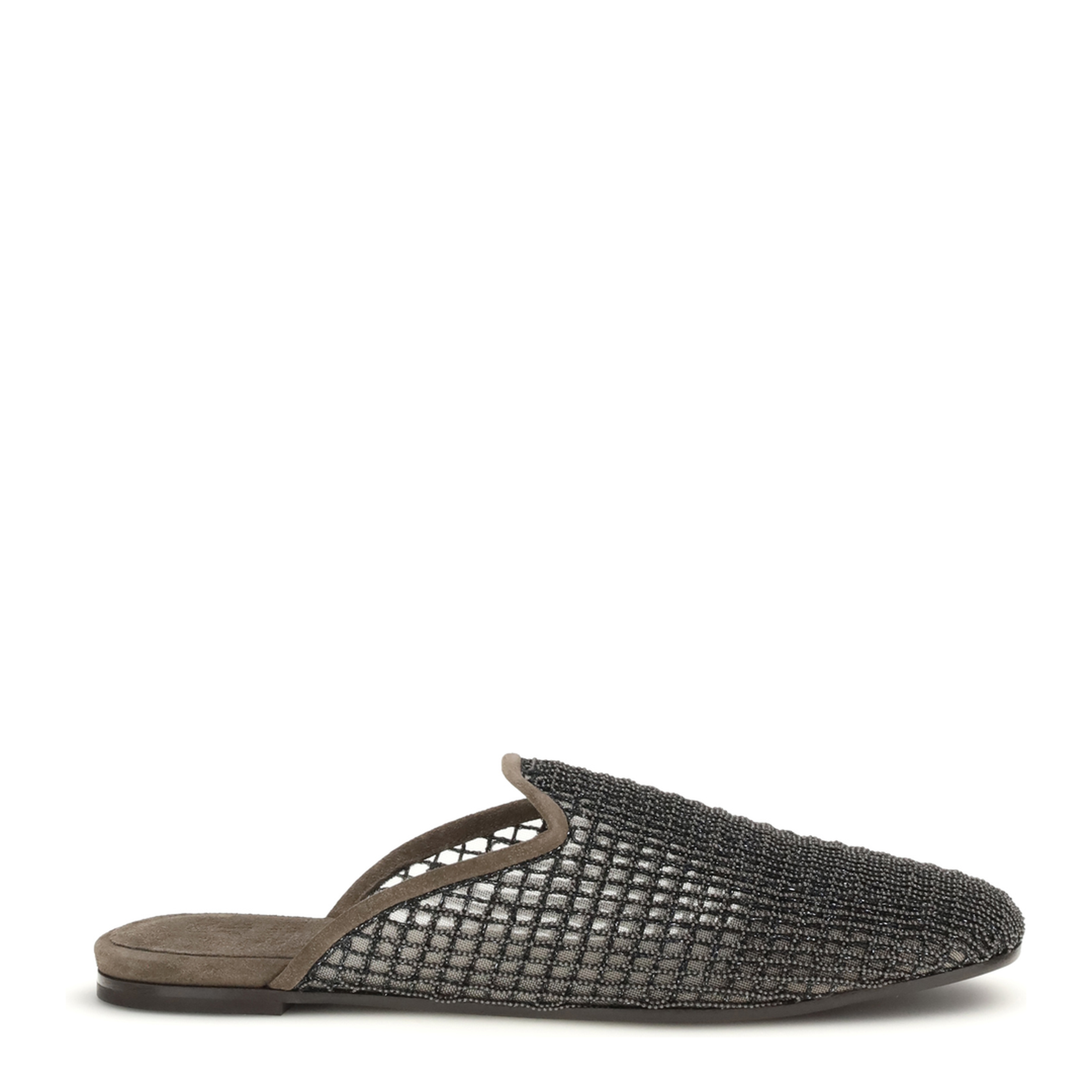 MAYFEYR - Brunello Cucinelli - Suede Mules With Precious Net Embroidery - MZSFC3173