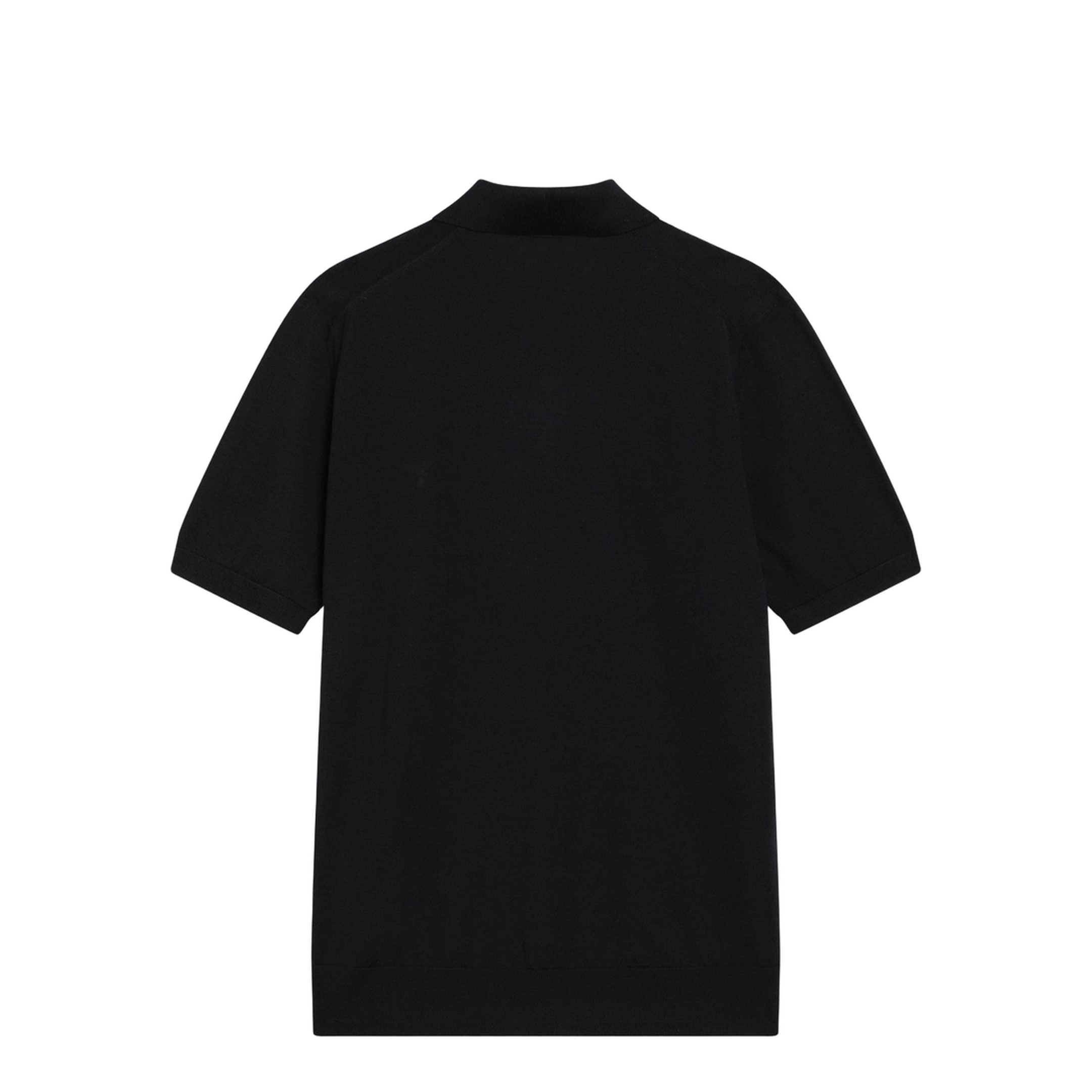 Blue Polo Shirt in Combed Wool