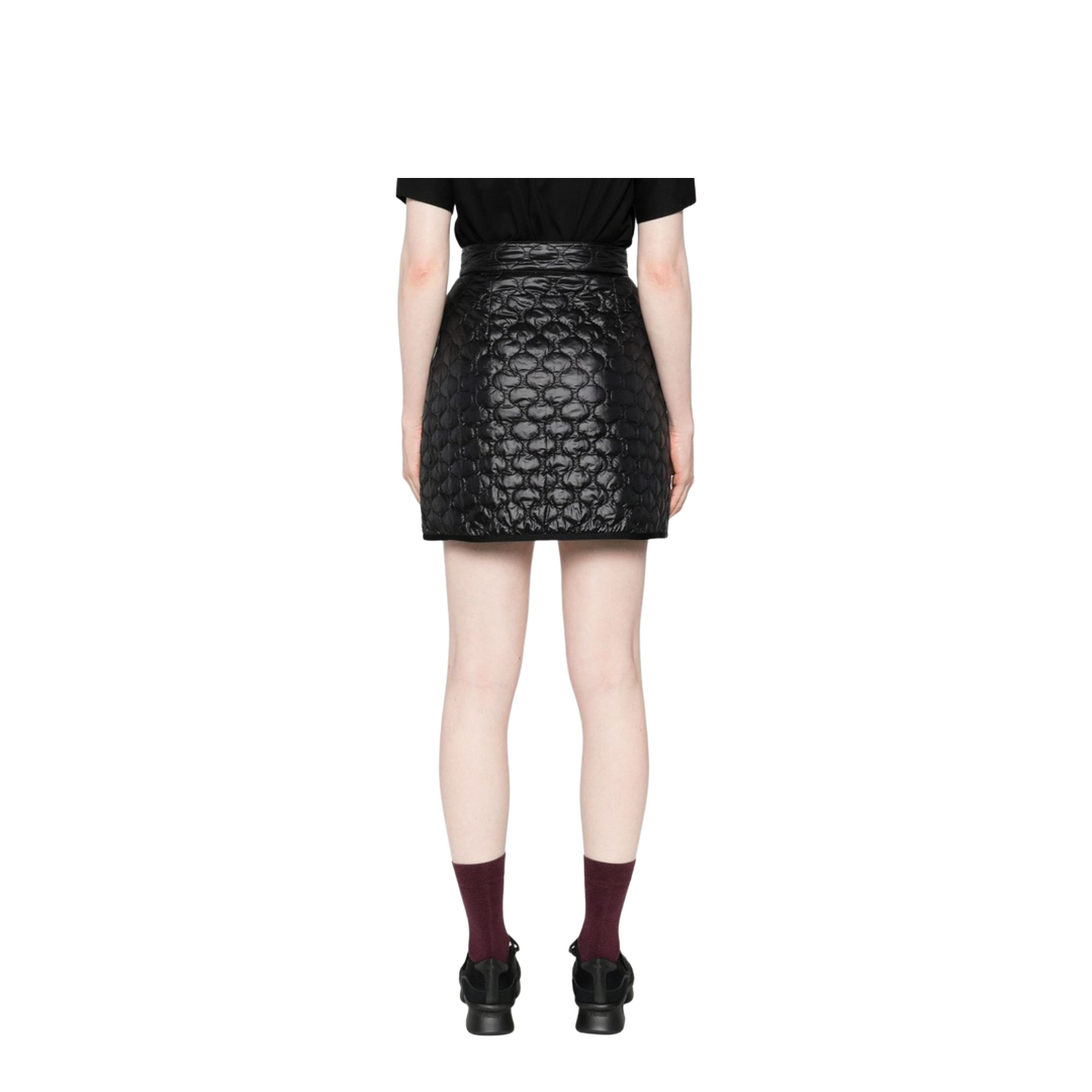 Black Square-Quilted Padded Mini Skirt