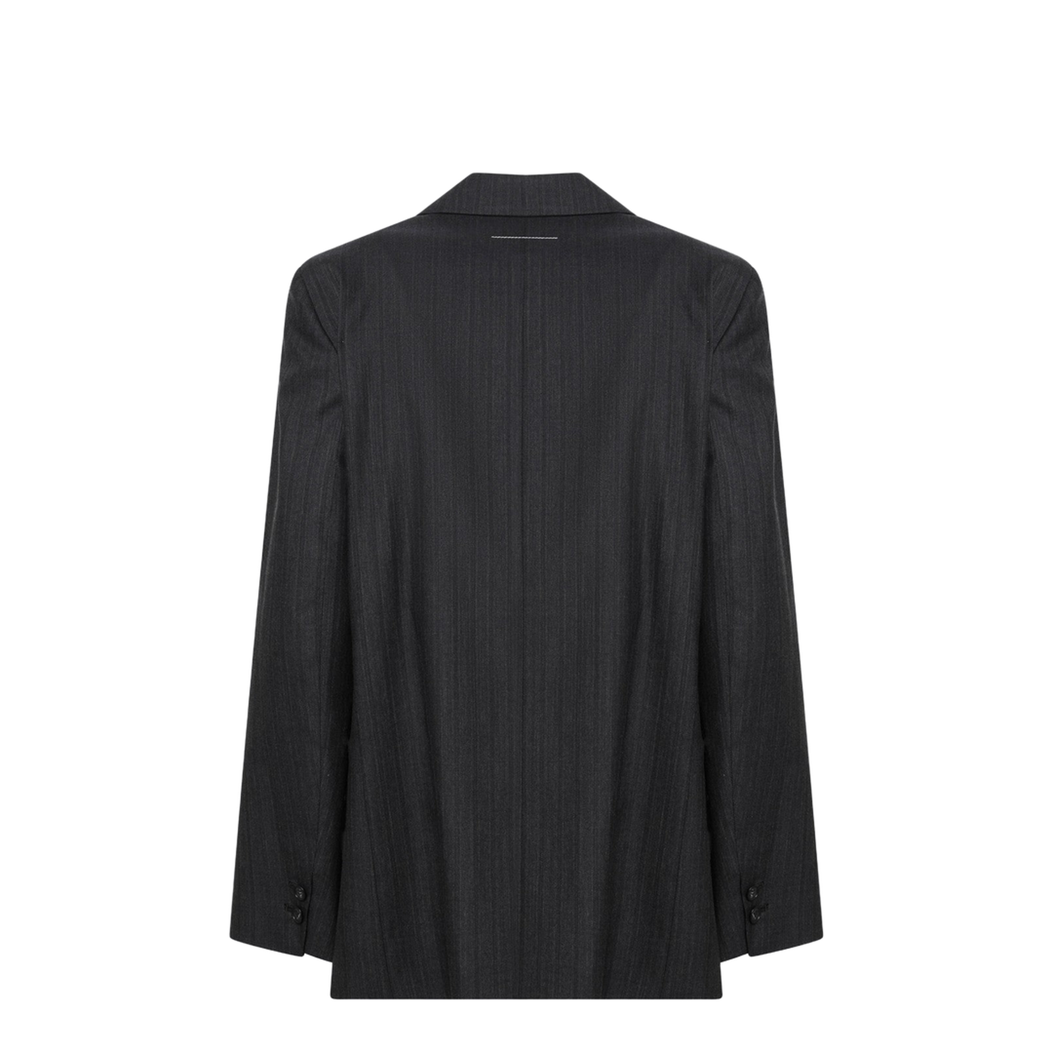 Black Wool-Blend Jacket with Gloves