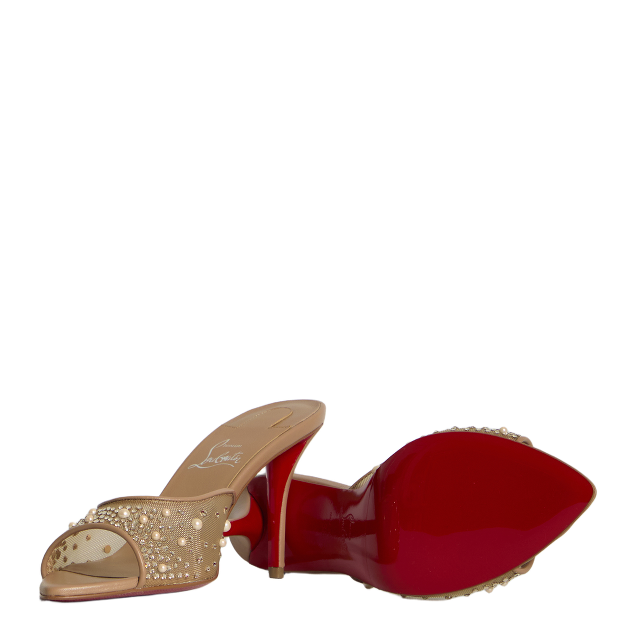 MAYFEYR - Christian Louboutin - Miss Z Desgrastrass Pearl Mules - 1260741N358BLUSH