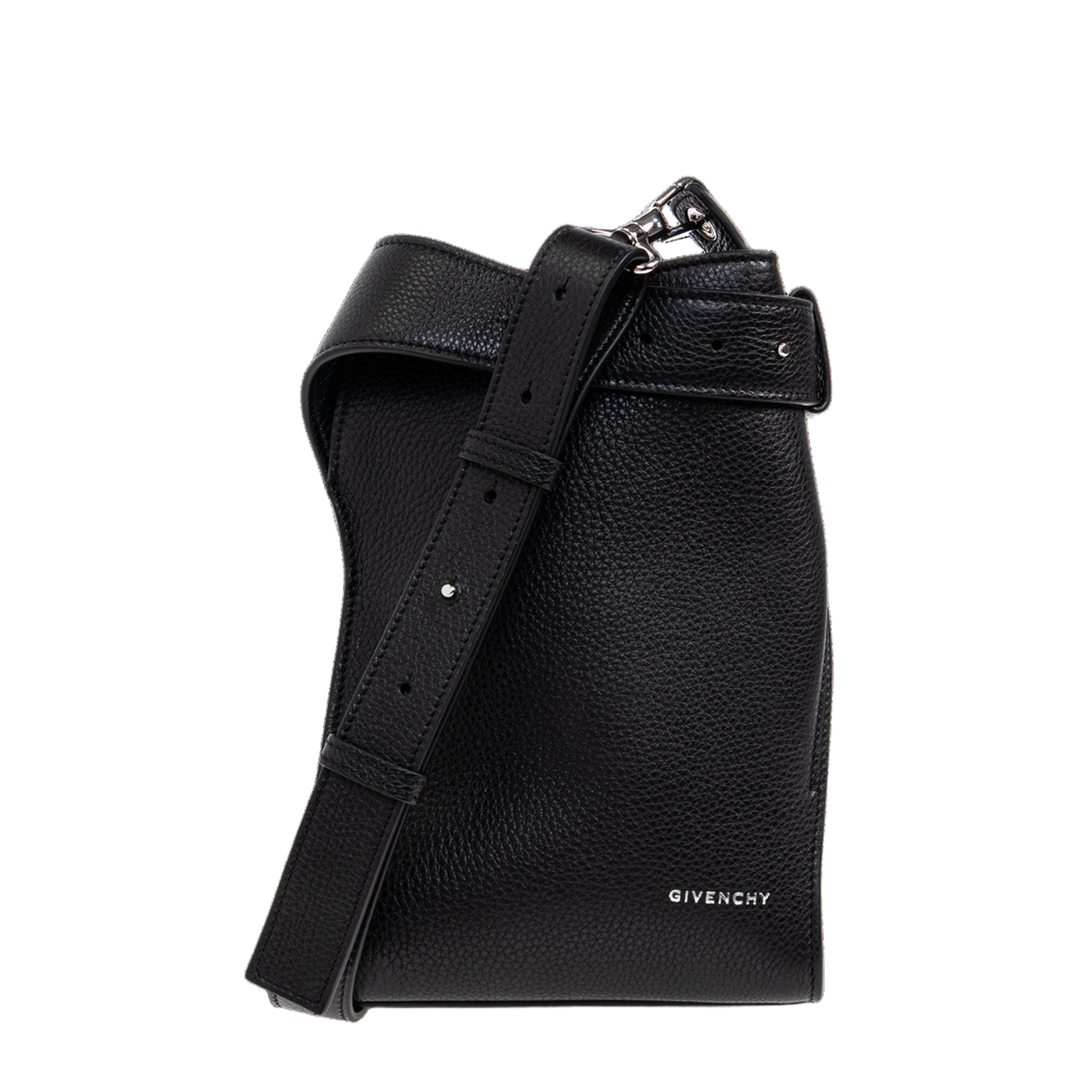 Small Belted Hobo Bag in Grained Leather