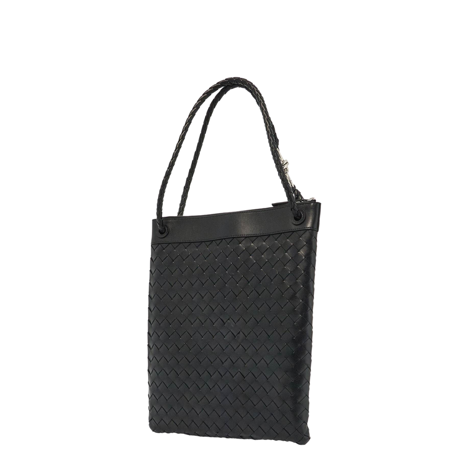 Andiamo Flat Leather Tote Bags - Black