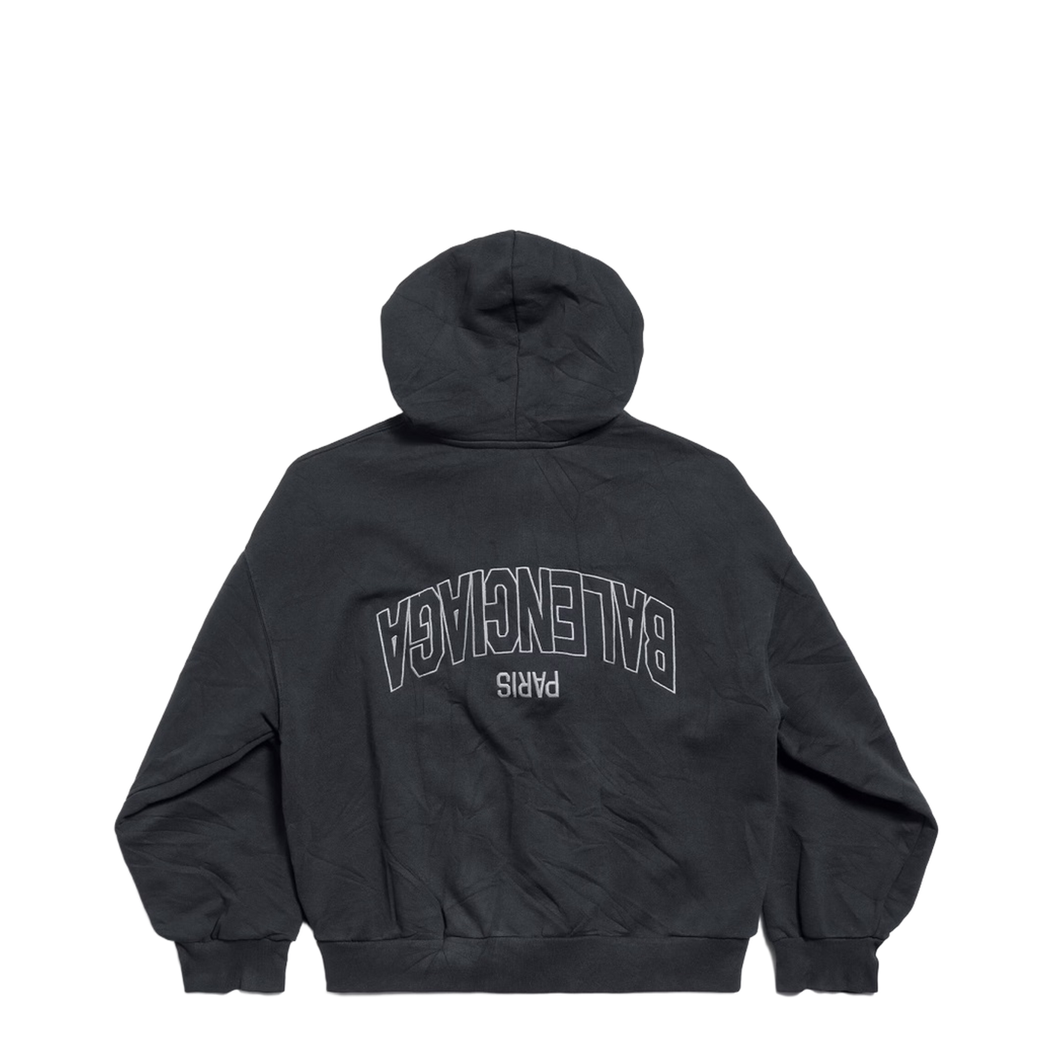 Flipped Uni Zip-up Hoodie Regular Fit in Black Faded