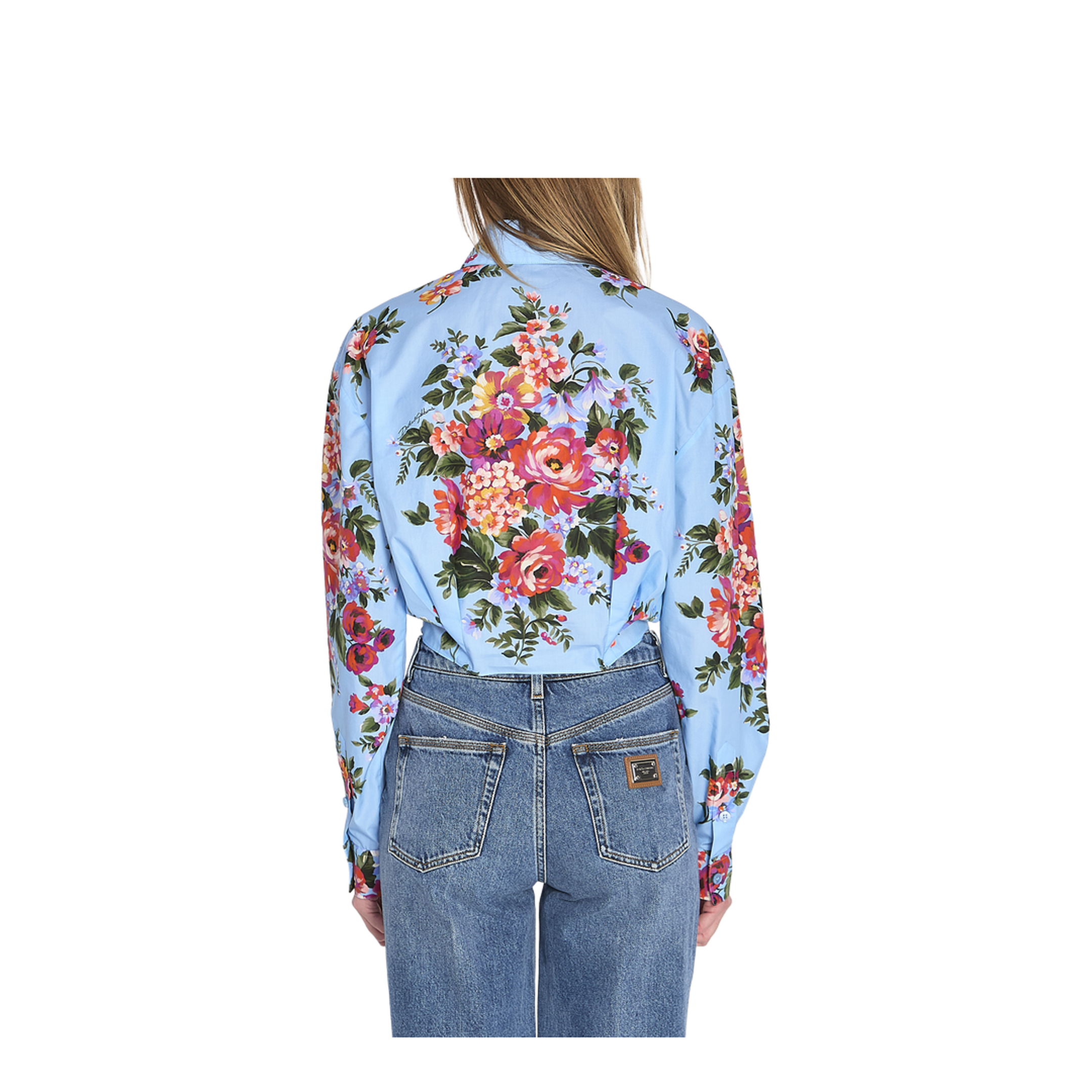 Floral bouquet-print cotton shirt