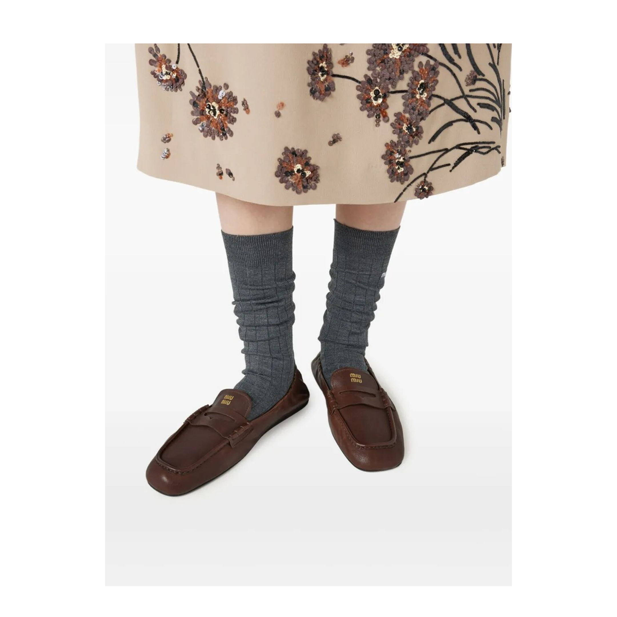 MAYFEYR - MIUMIU - Ruches Nappa Leather Loafers - 5D341EFD005EFX
