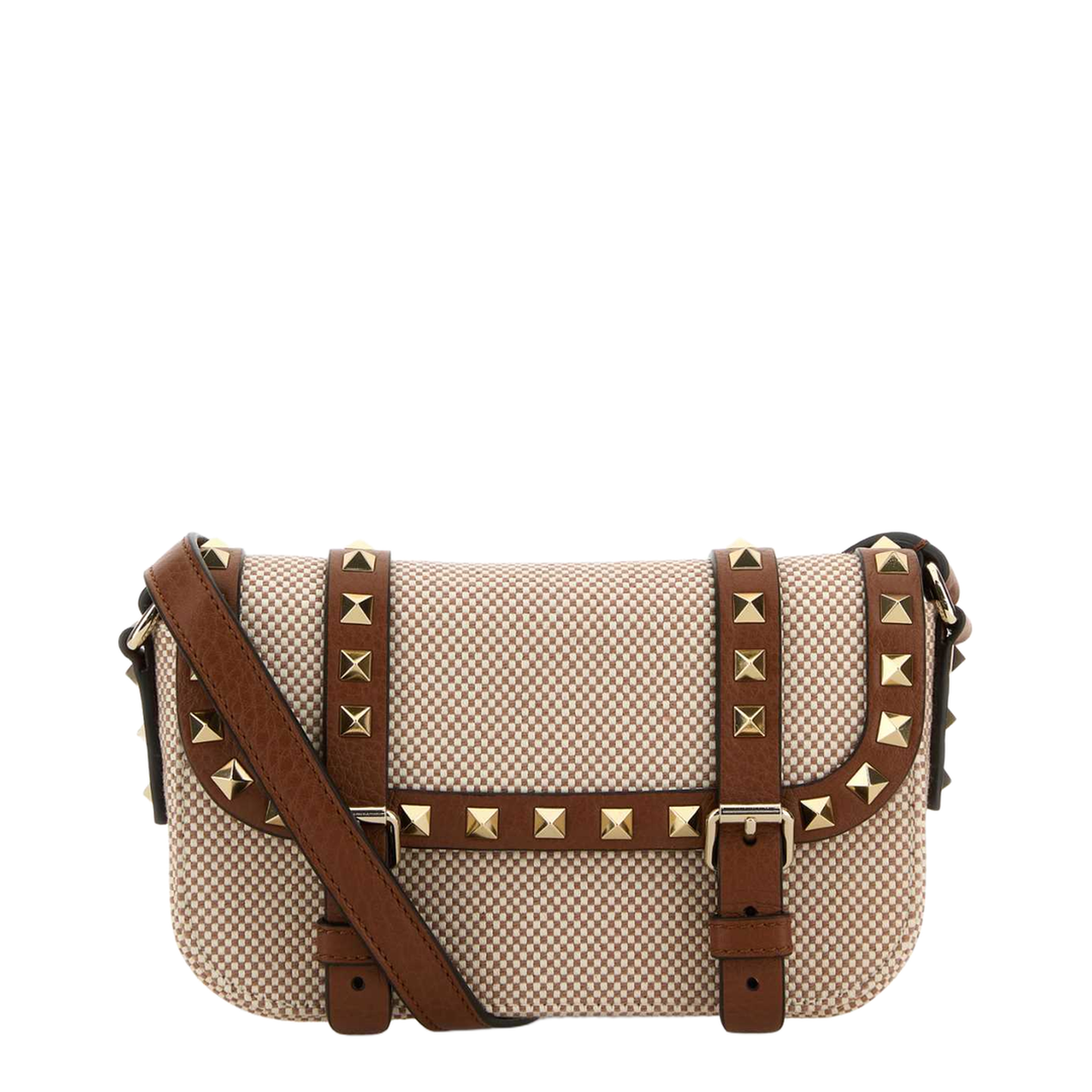 Two-Tone Canvas Rockstud Crossbody Bag